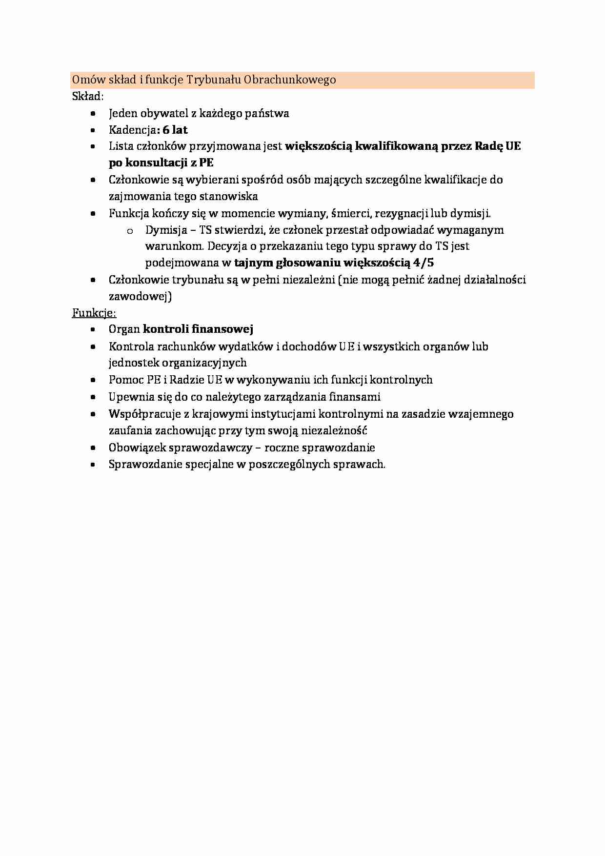 Skład i funkcje Trybunału Obrachunkowego - omówienie  - strona 1
