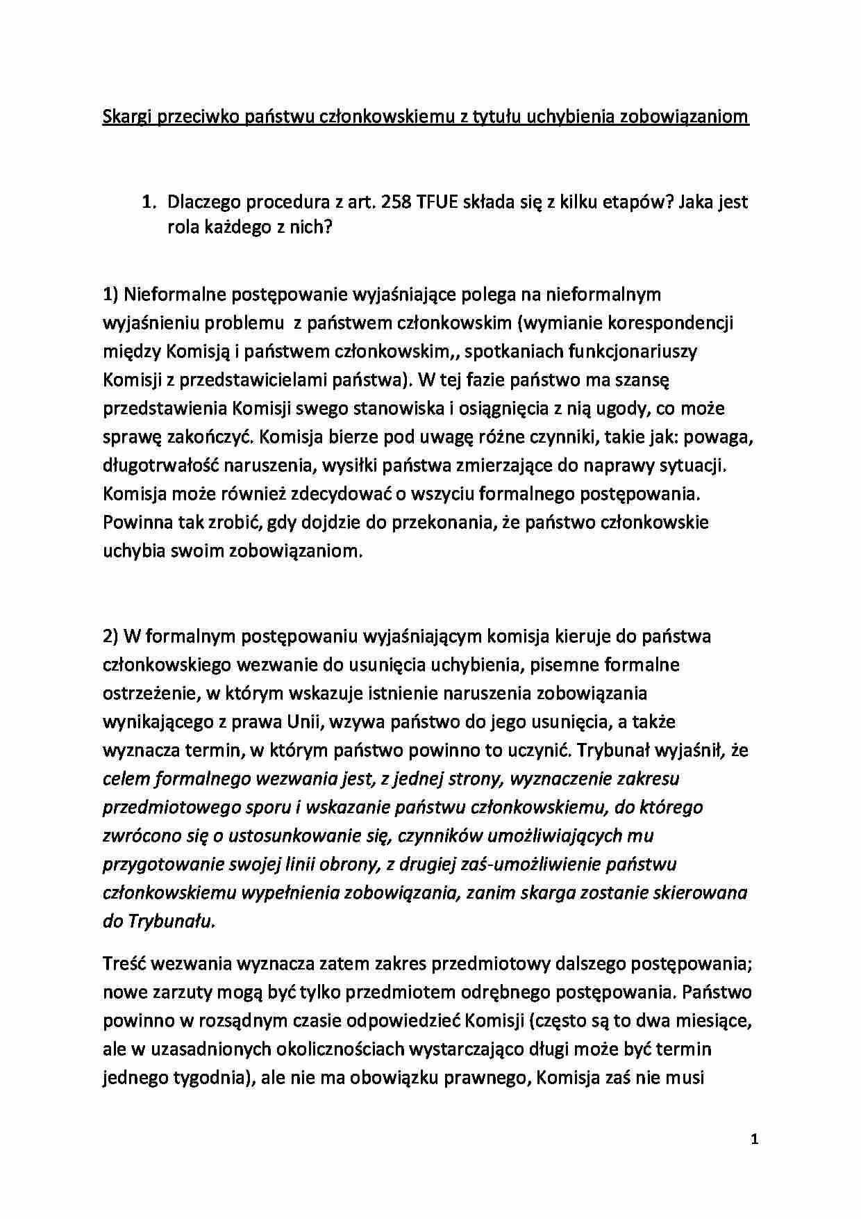 Skargi przeciwko państwu członkowskiemu  - strona 1