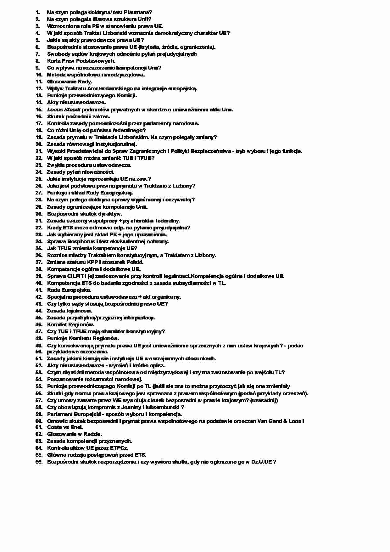 Wstęp do prawa europejskiego - pytania egzaminacyjne - strona 1