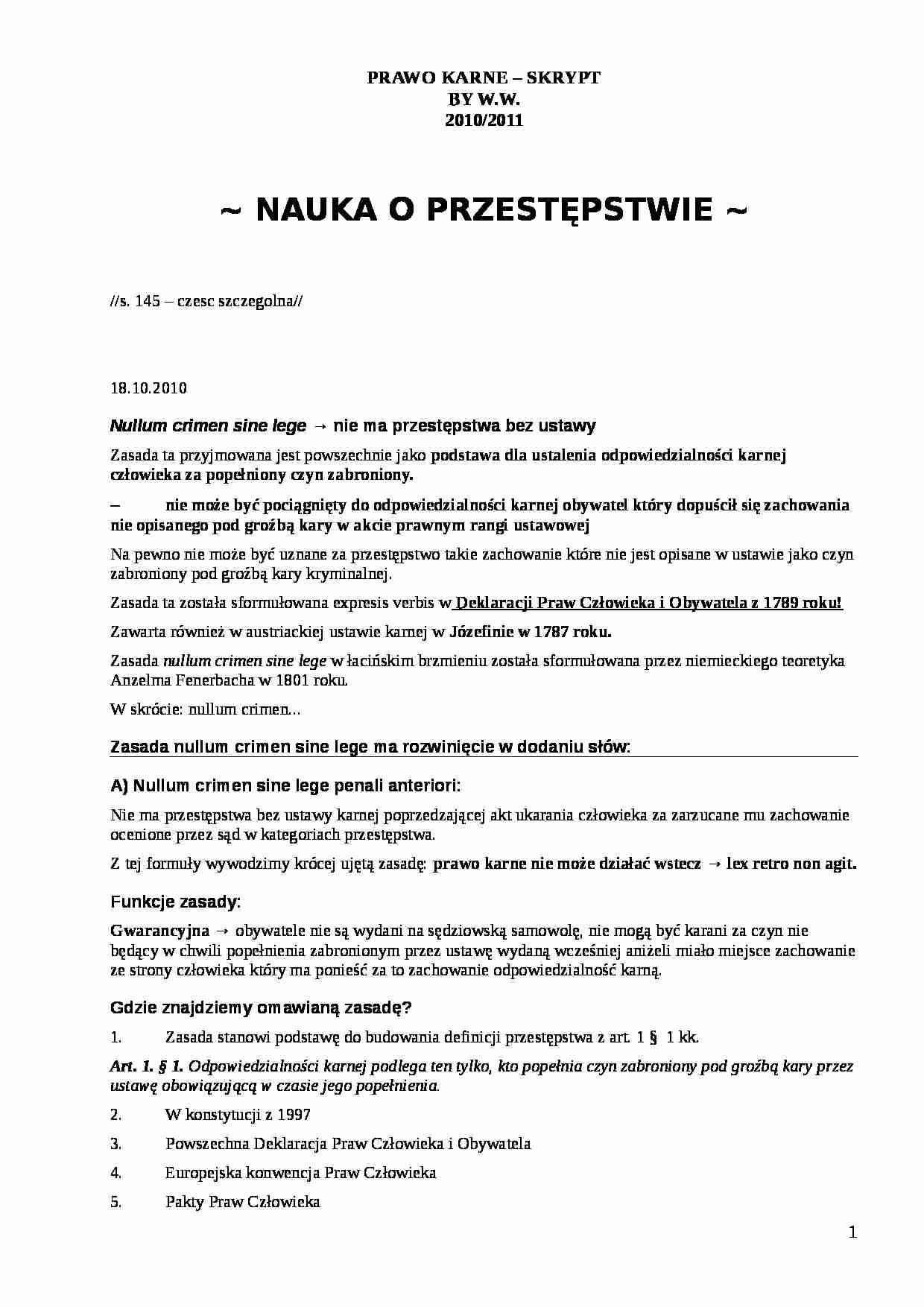 Prawo karne - skrypt - strona 1