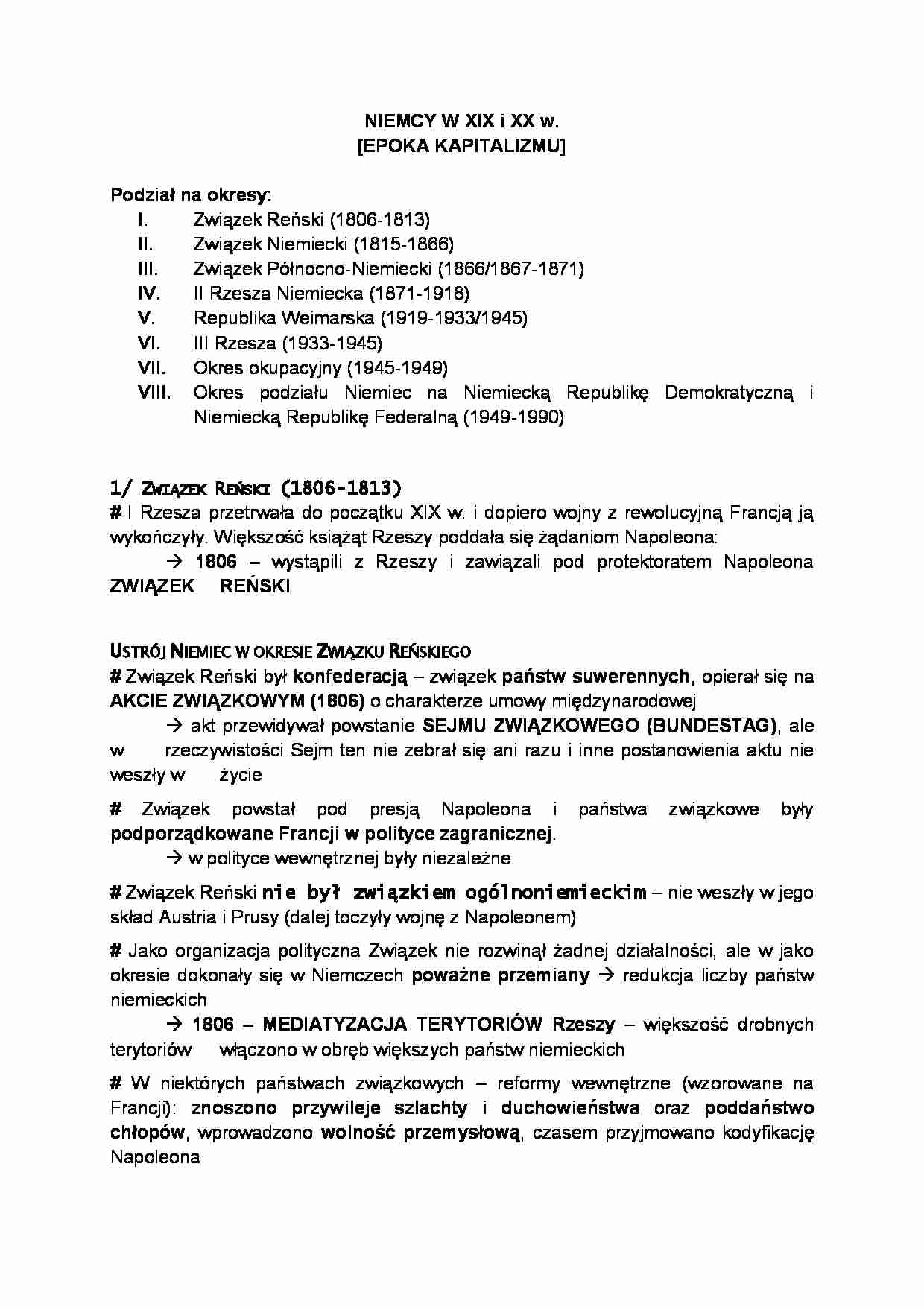 Niemcy - XIX I XXw. - omówienie - strona 1