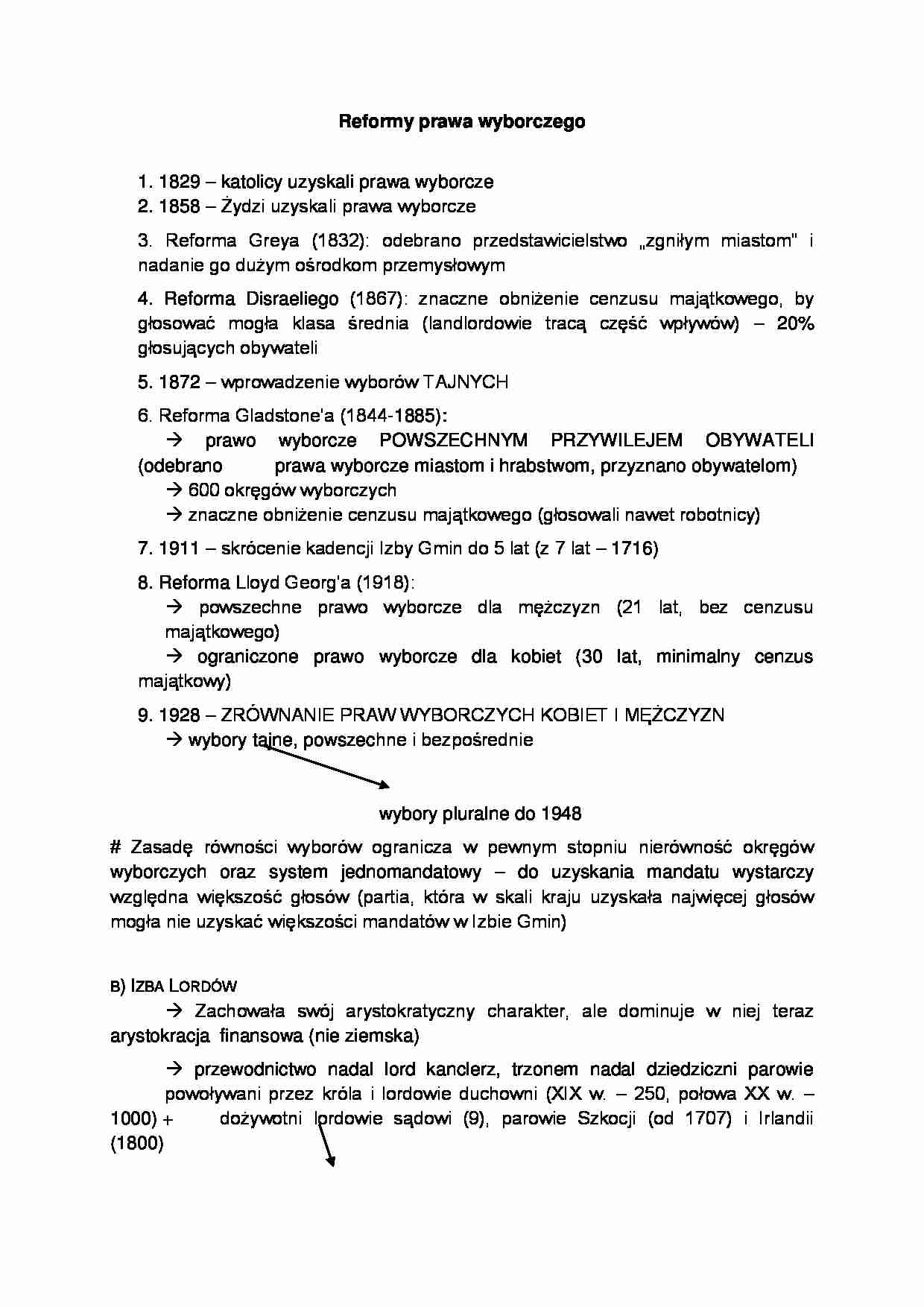 Reformy angielskiego prawa wyborczego - omówienie  - strona 1