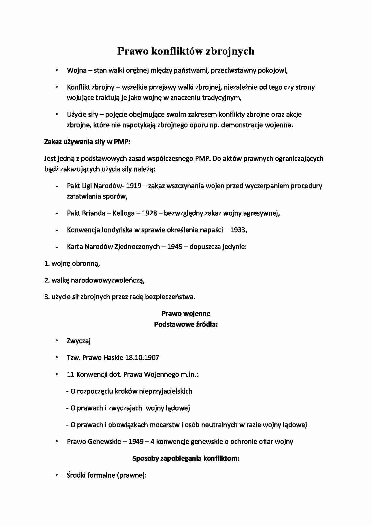 Prawo konfliktów zbrojnych - omówienie - strona 1