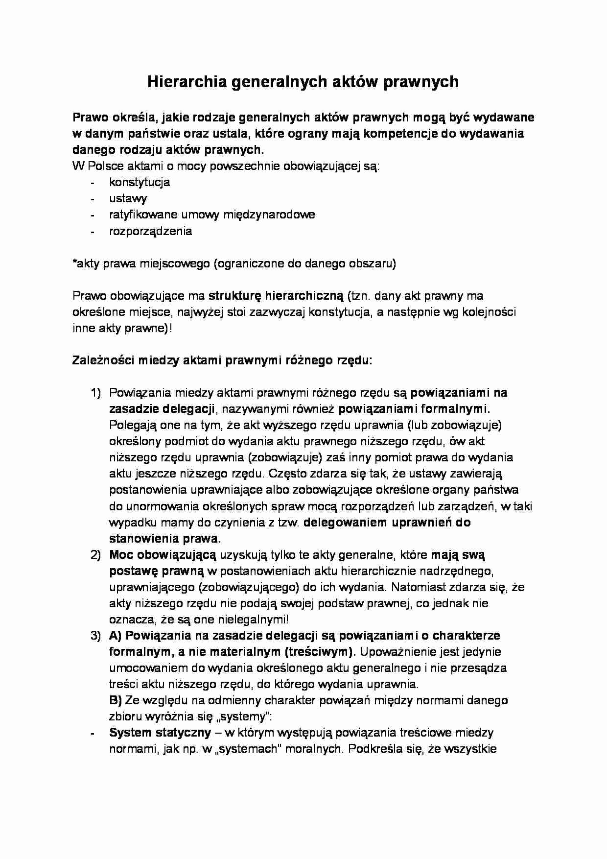 Hierarchia aktów prawnych i gałęzie prawa - omówienie - strona 1