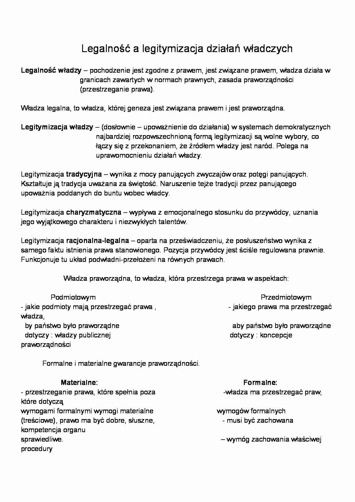 Legalność a legitymizacja działań władczych - omówienie - strona 1