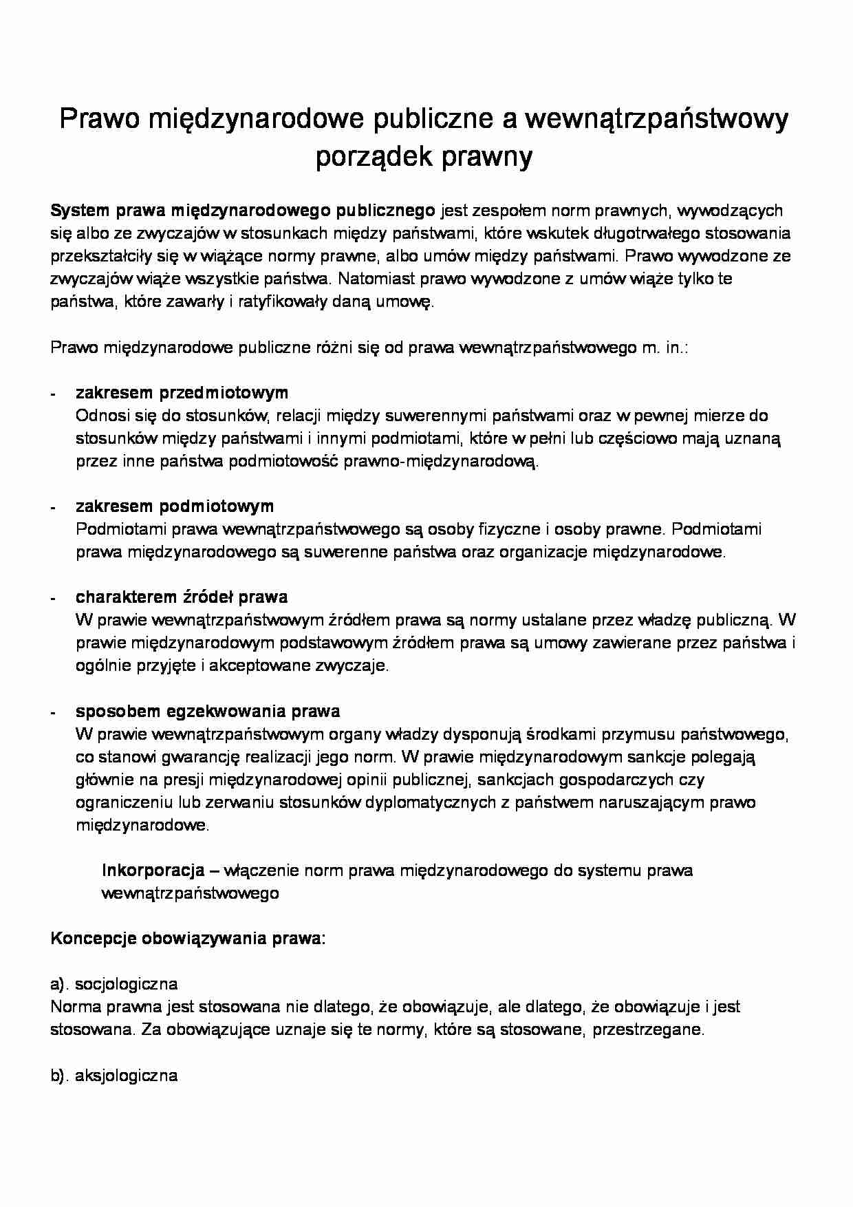 Prawo międzynarodowe publiczne a wewnątrzpaństwowy porządek prawny - strona 1