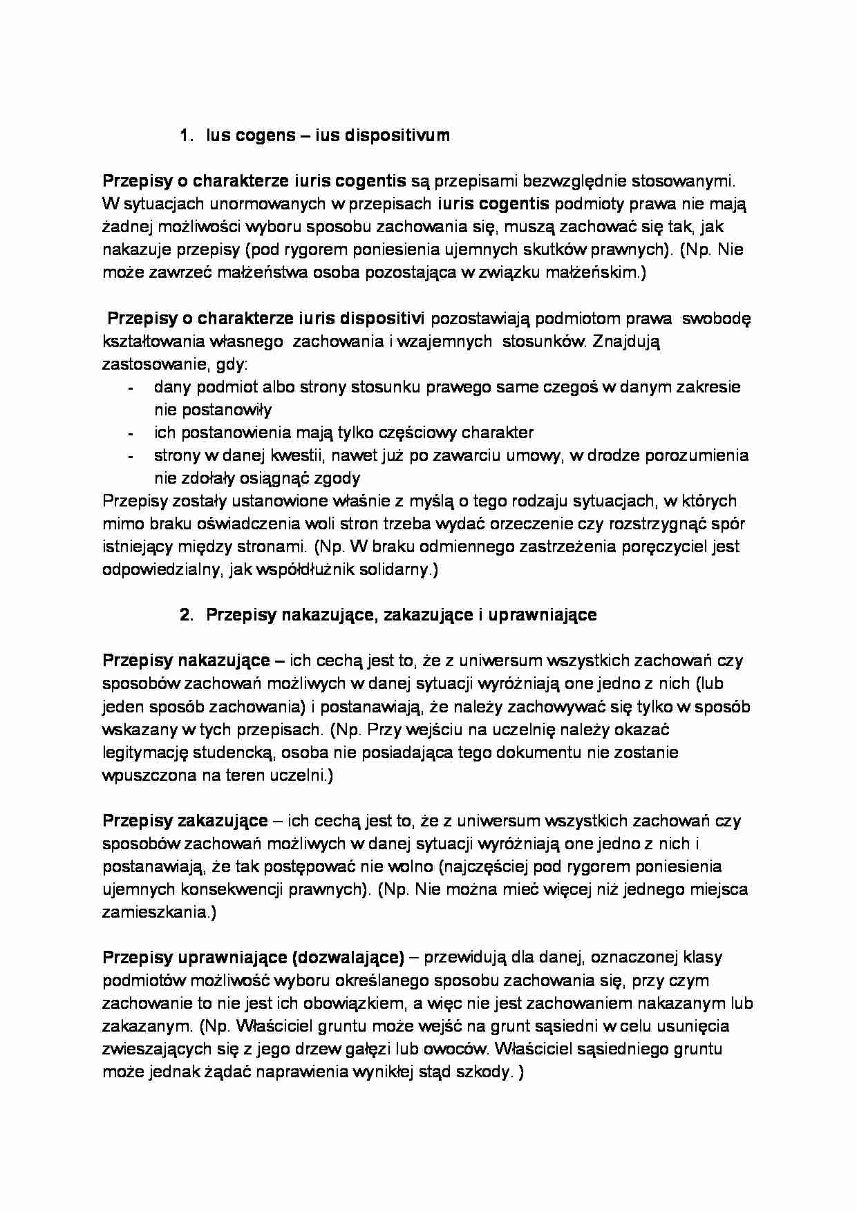 Rodzaje przepisów prawnych - omówienie  - strona 1