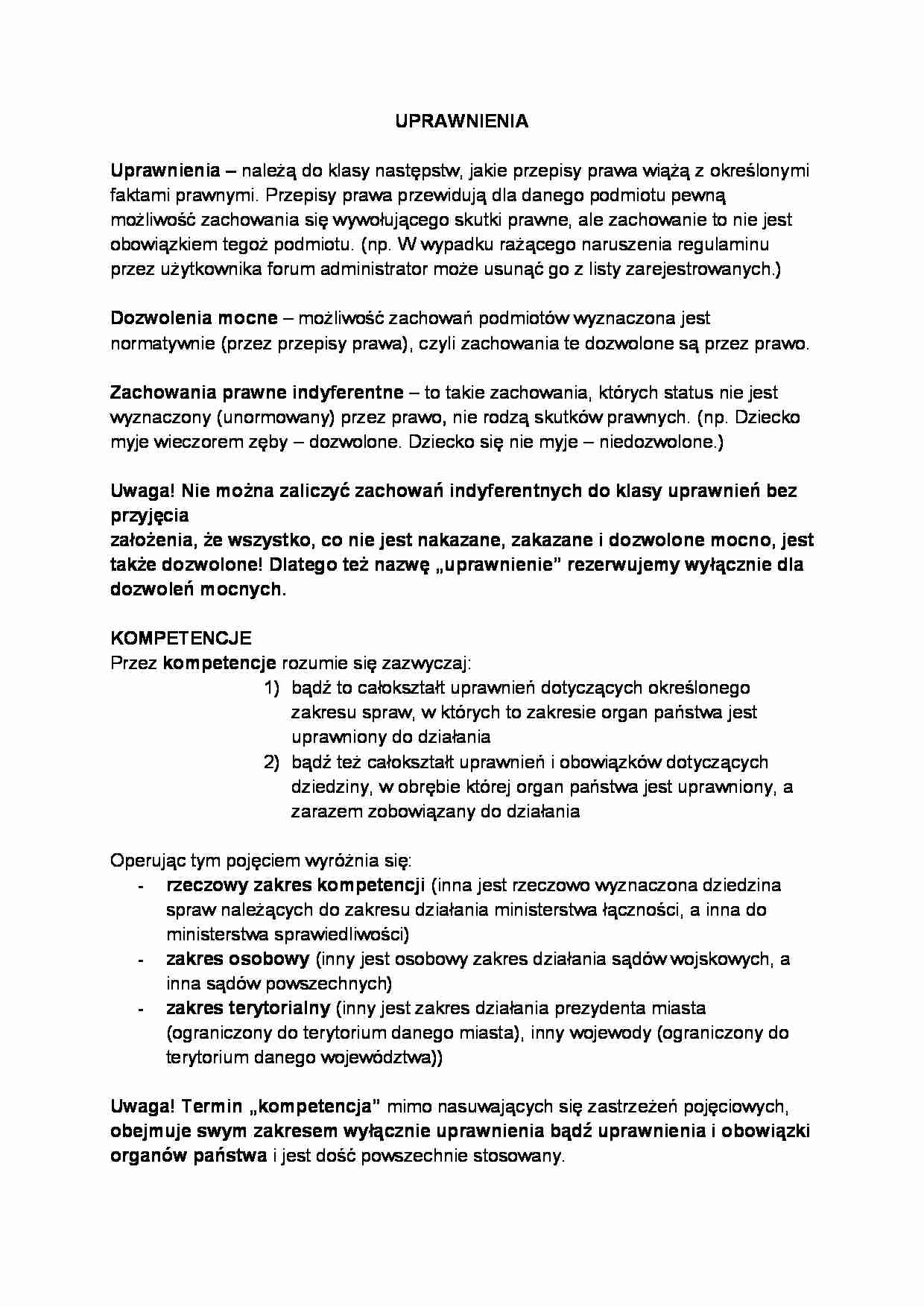 Uprawnienia podmiotów prawa - omówienie  - strona 1