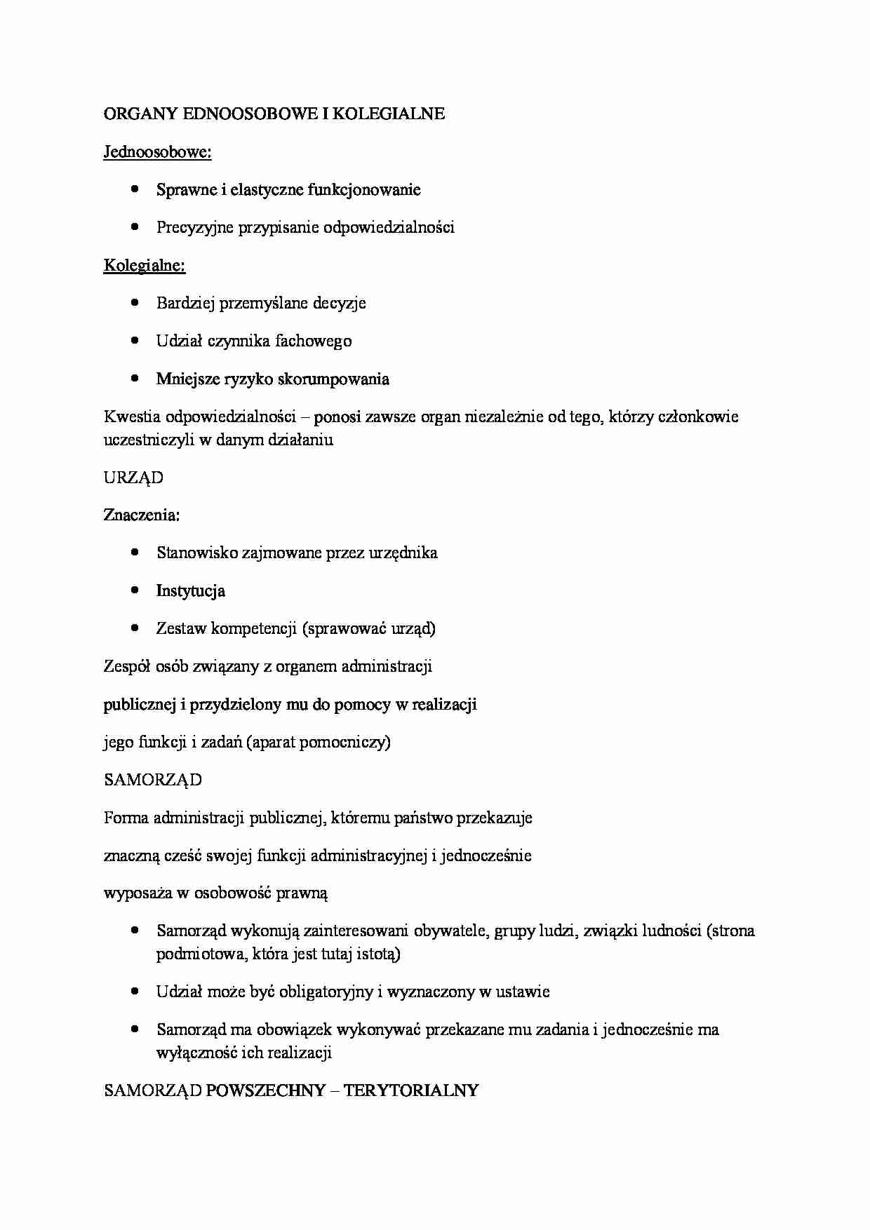 Rodzaje organów administracji publicznej - omówienie  - strona 1