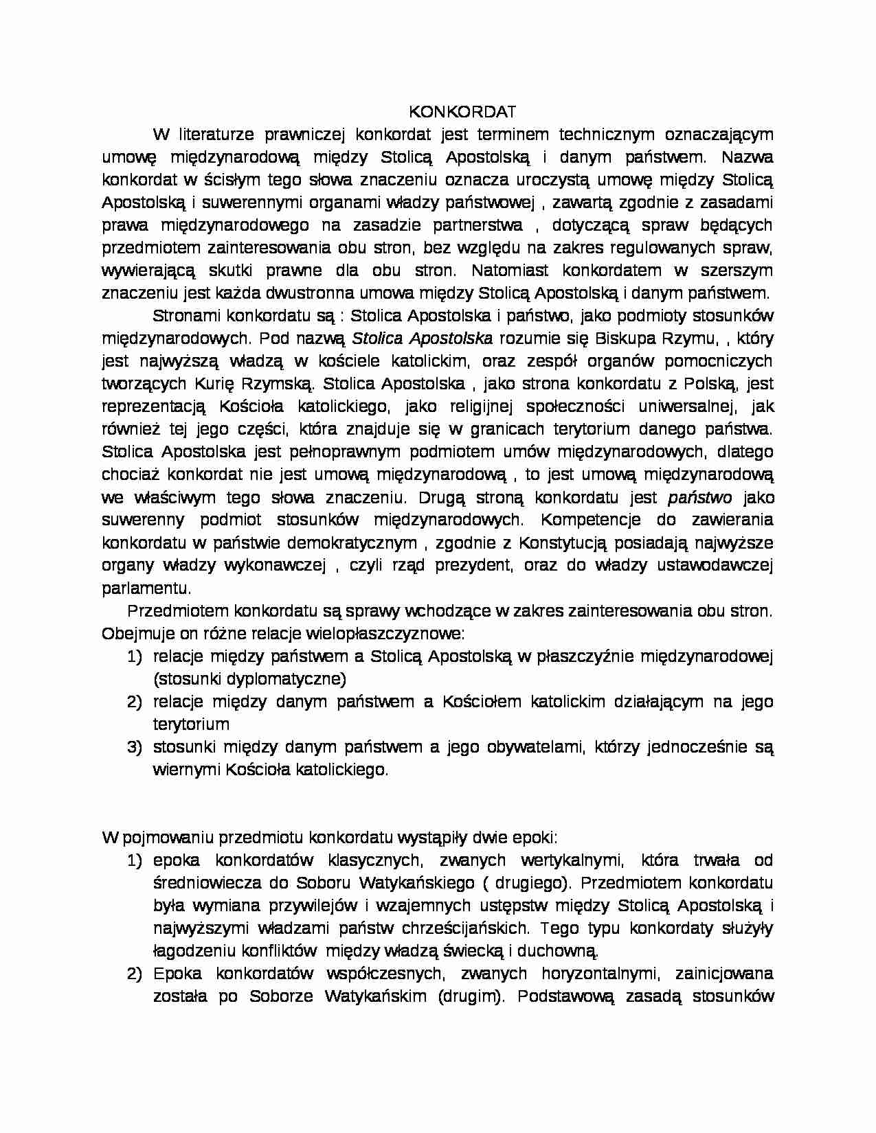Konkordat - omówienie  - strona 1