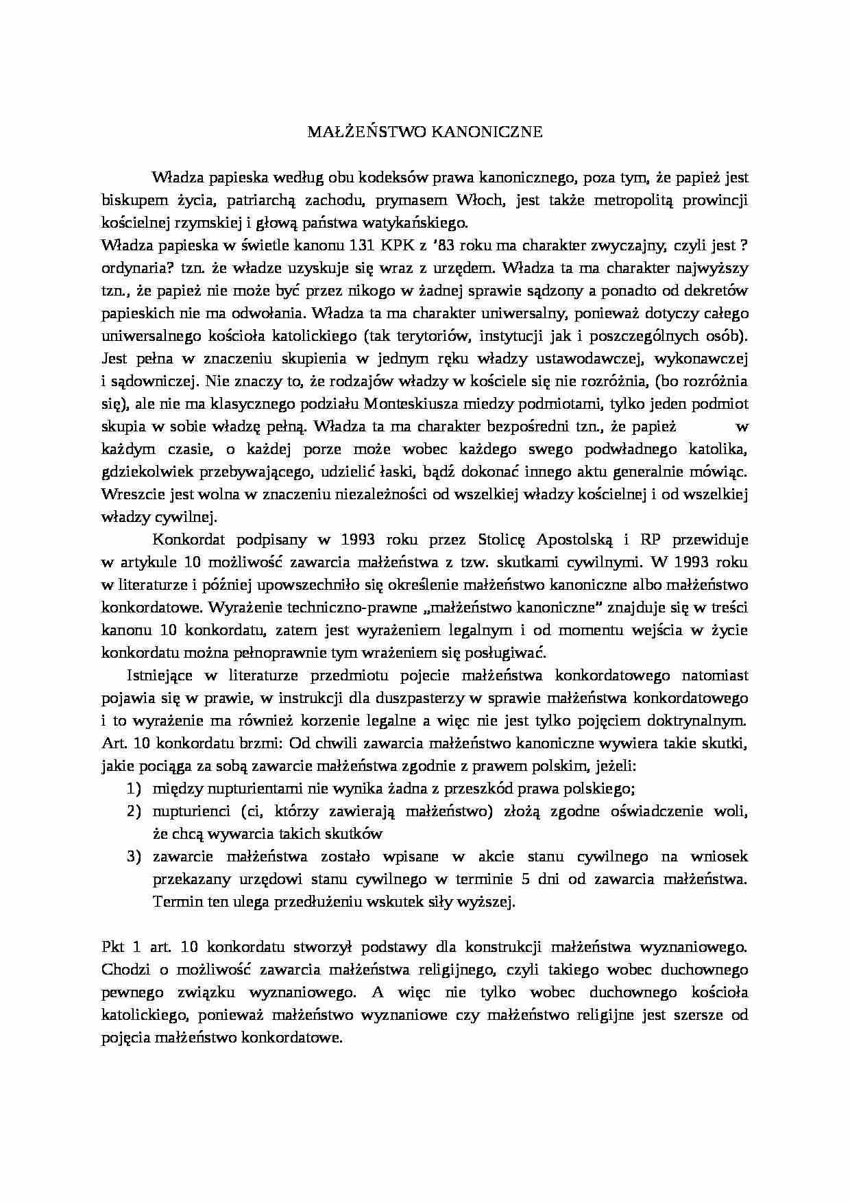 Małżeństwo  kanoniczne - omówienie  - strona 1