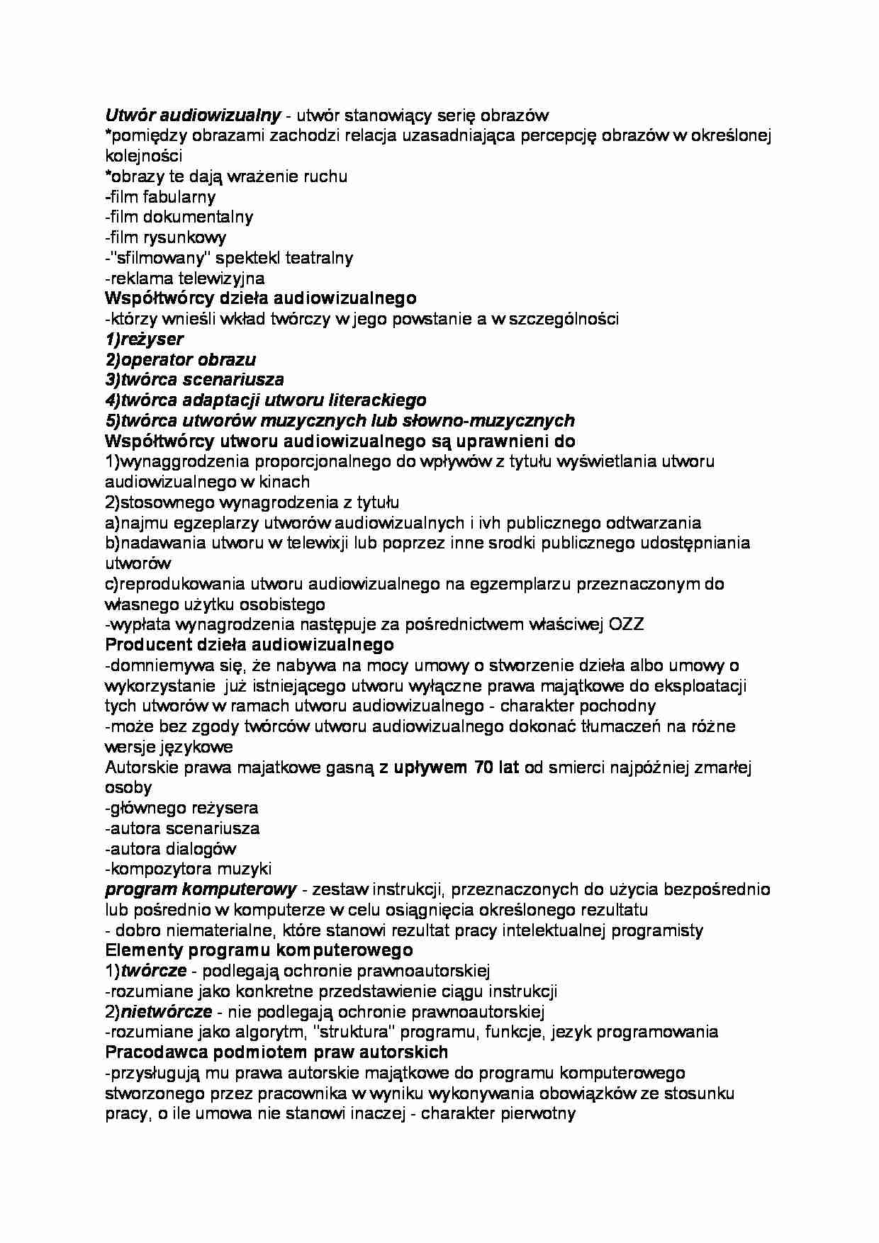 UTWORY AUDIOWIZUALNE I PROGRAMY KOMPUTEROWE - strona 1