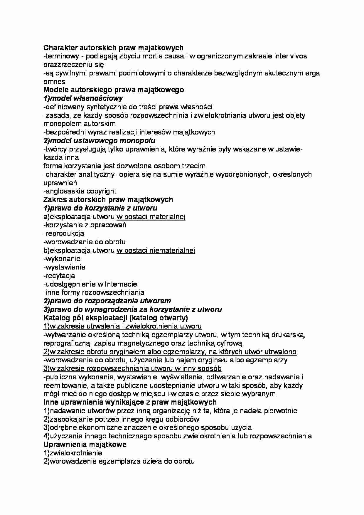 AUTORSKIE PRAWA MAJĄTKOWE - strona 1