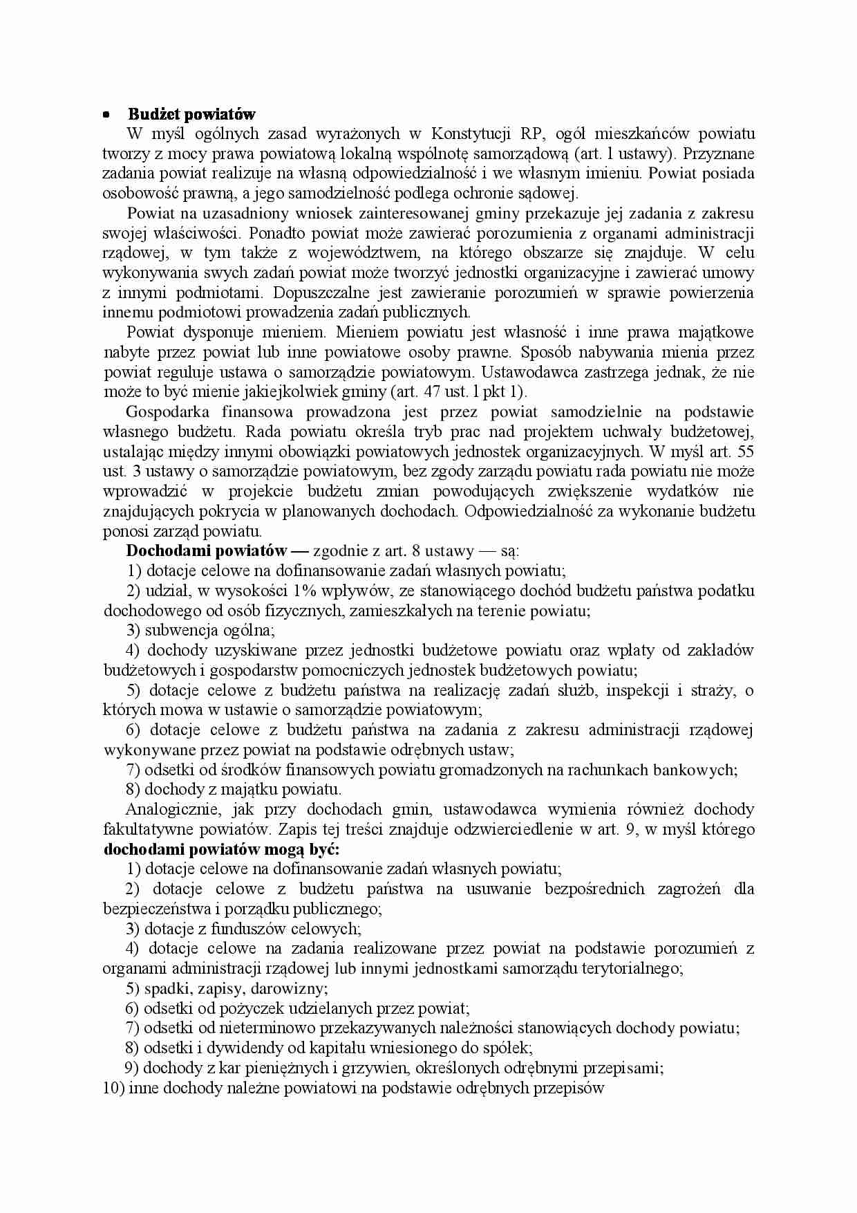 Budżet powiatów - strona 1