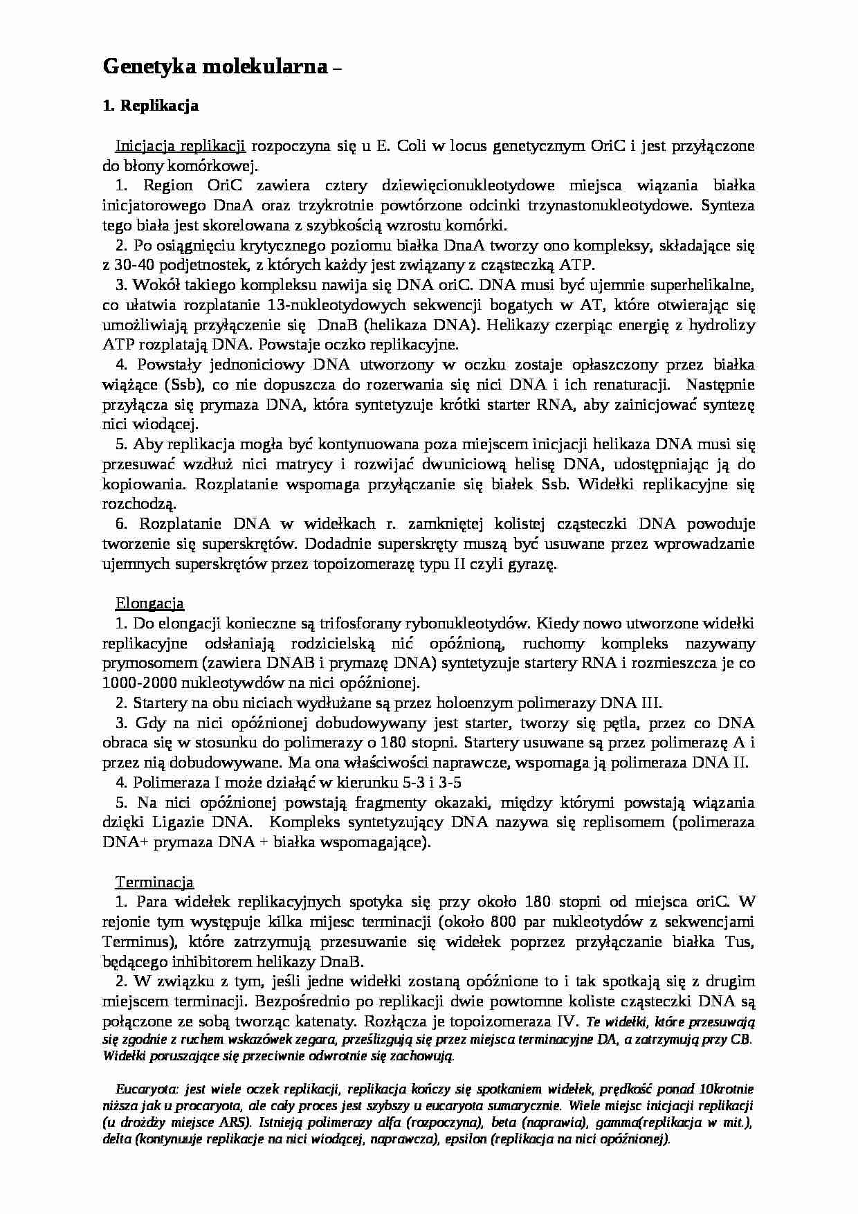 Genetyka molekularna - strona 1