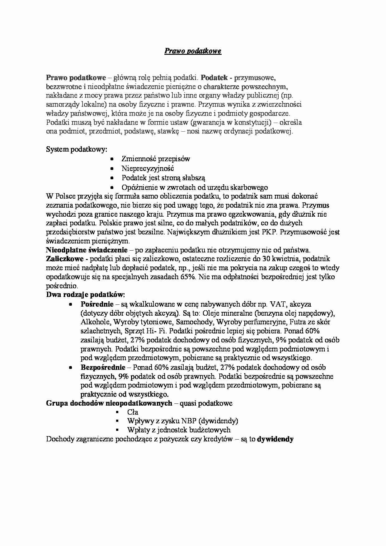 Prawo podatkowe - Rodzaje podatków - strona 1