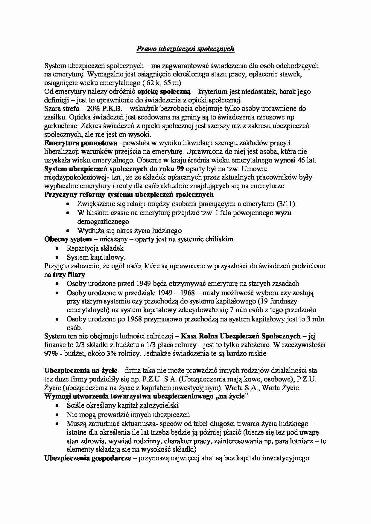 Prawo ubezpieczeń społecznych - strona 1