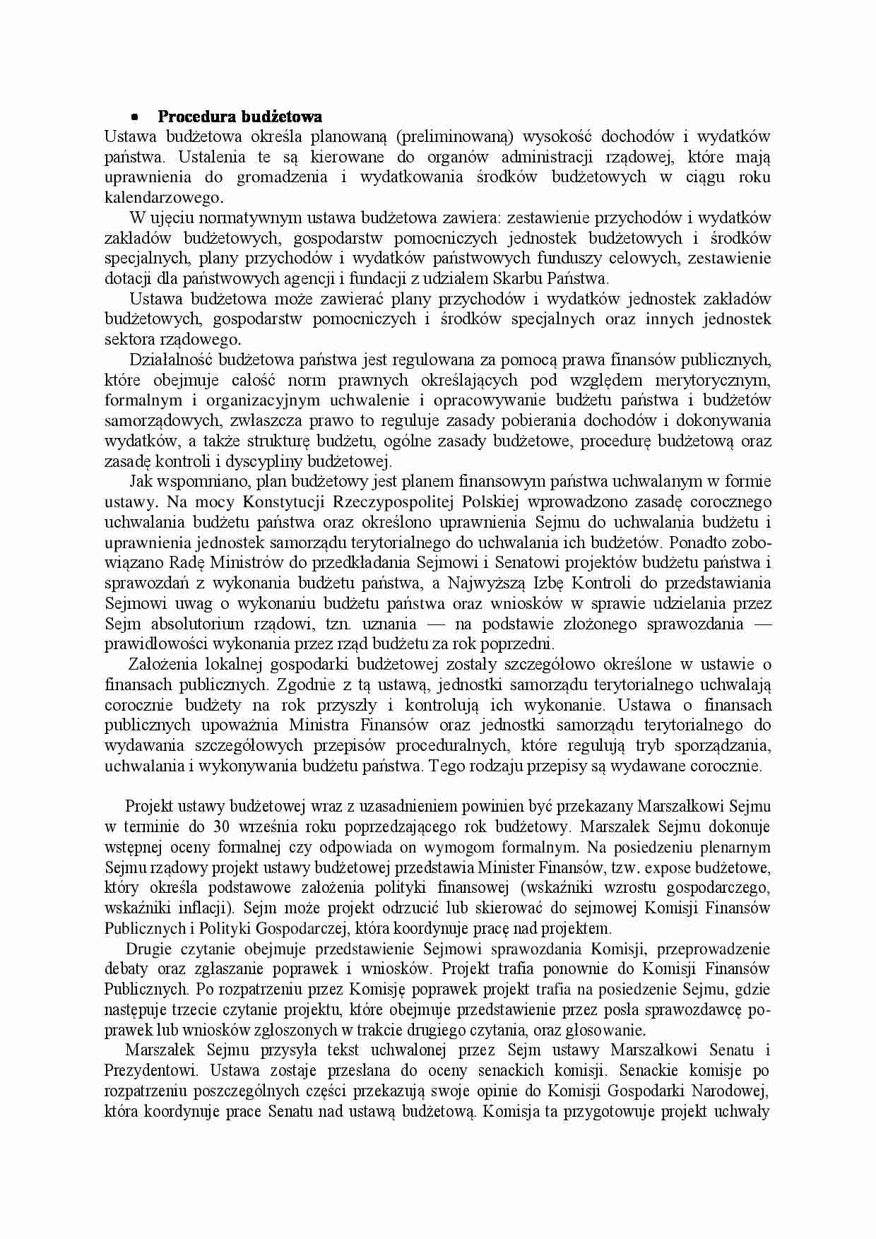 Procedura budżetowa - Budżet samorządowy - strona 1