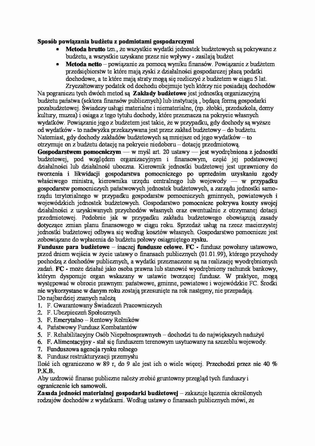 Sposób powiązania budżetu z podmiotami gospodarczymi - strona 1