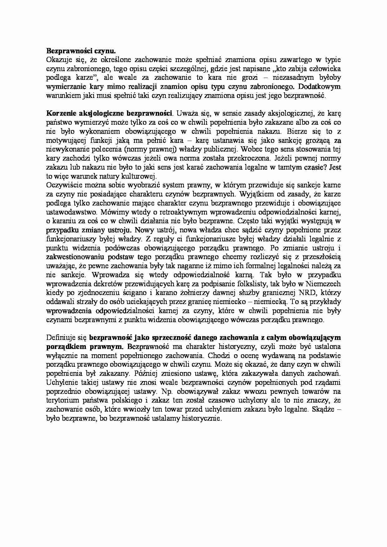 Bezprawność czynu - Zachowanie - strona 1