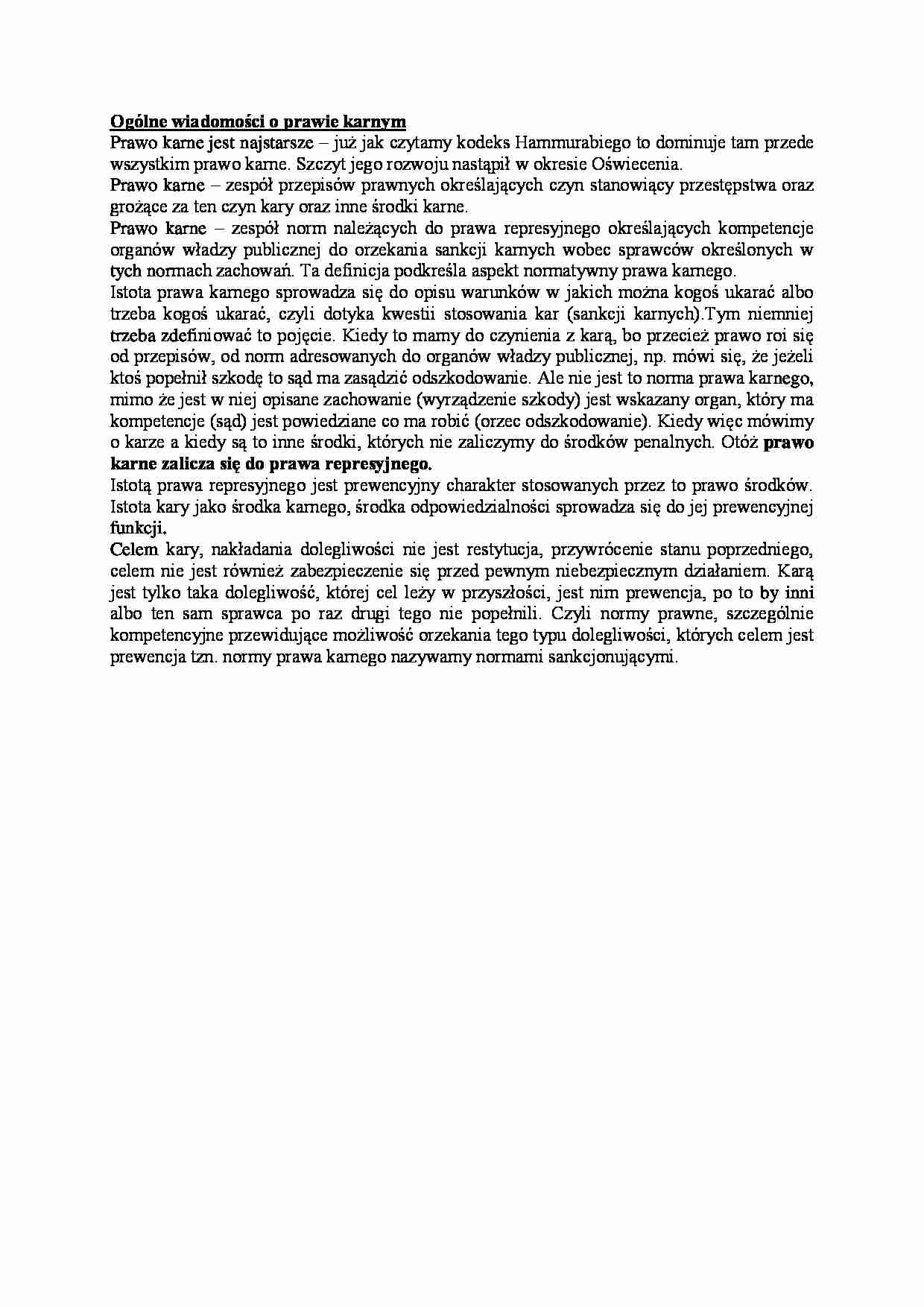 Prawo karne - ogólne wiadomości - strona 1