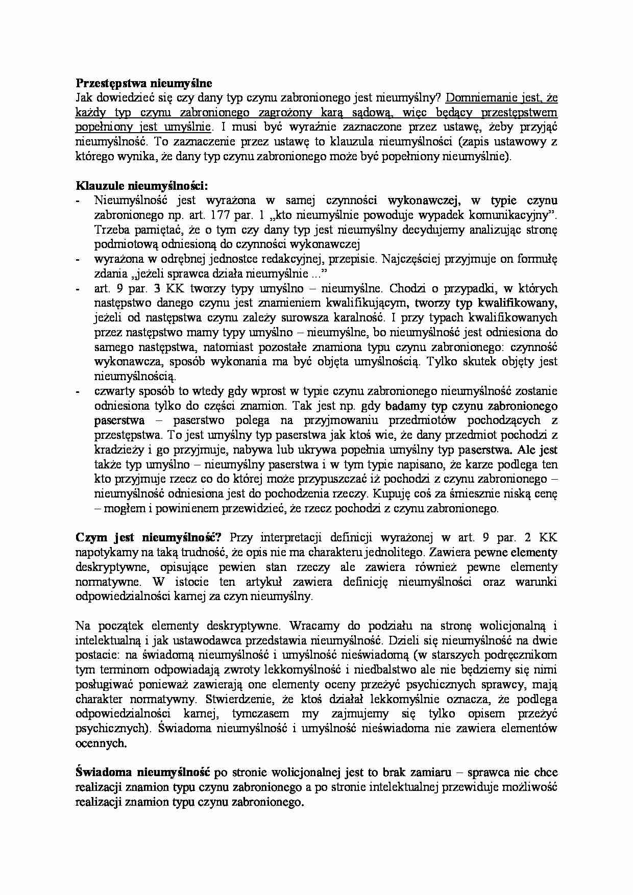 Przestępstwa nieumyślne - strona 1