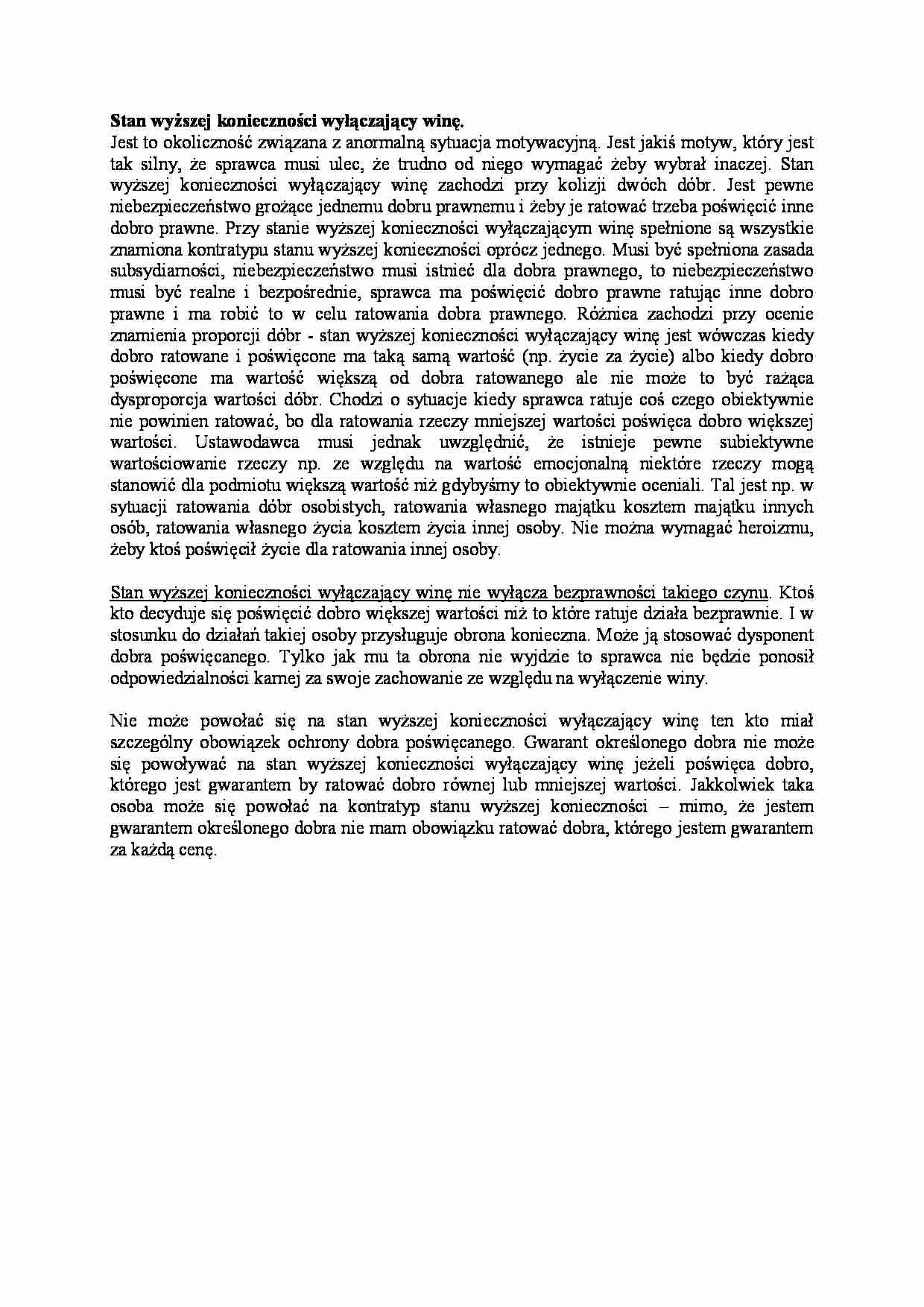 Stan wyższej konieczności wyłączający winę - strona 1