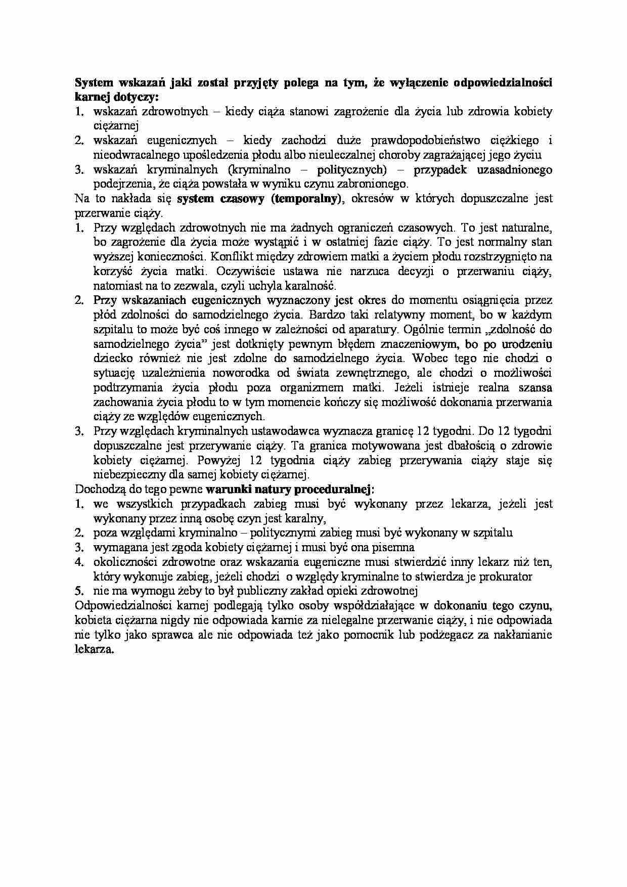 System wskazań wyłączenia odpowiedzialności karnej - strona 1