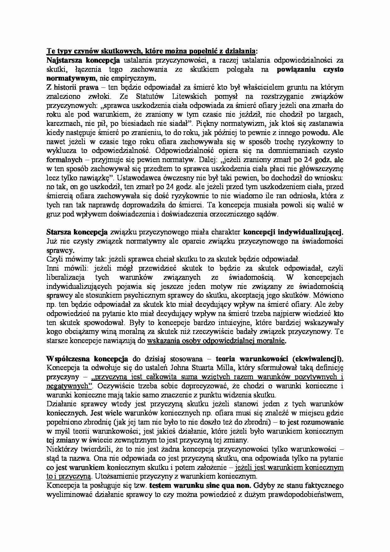 Typy czynów skutkowych, które można popełnić z działania - strona 1