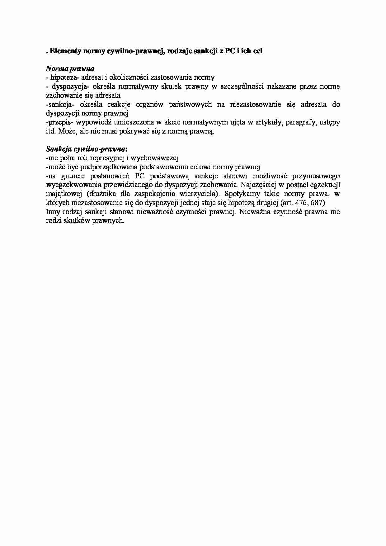 Elementy normy cywilno - prawnej - strona 1