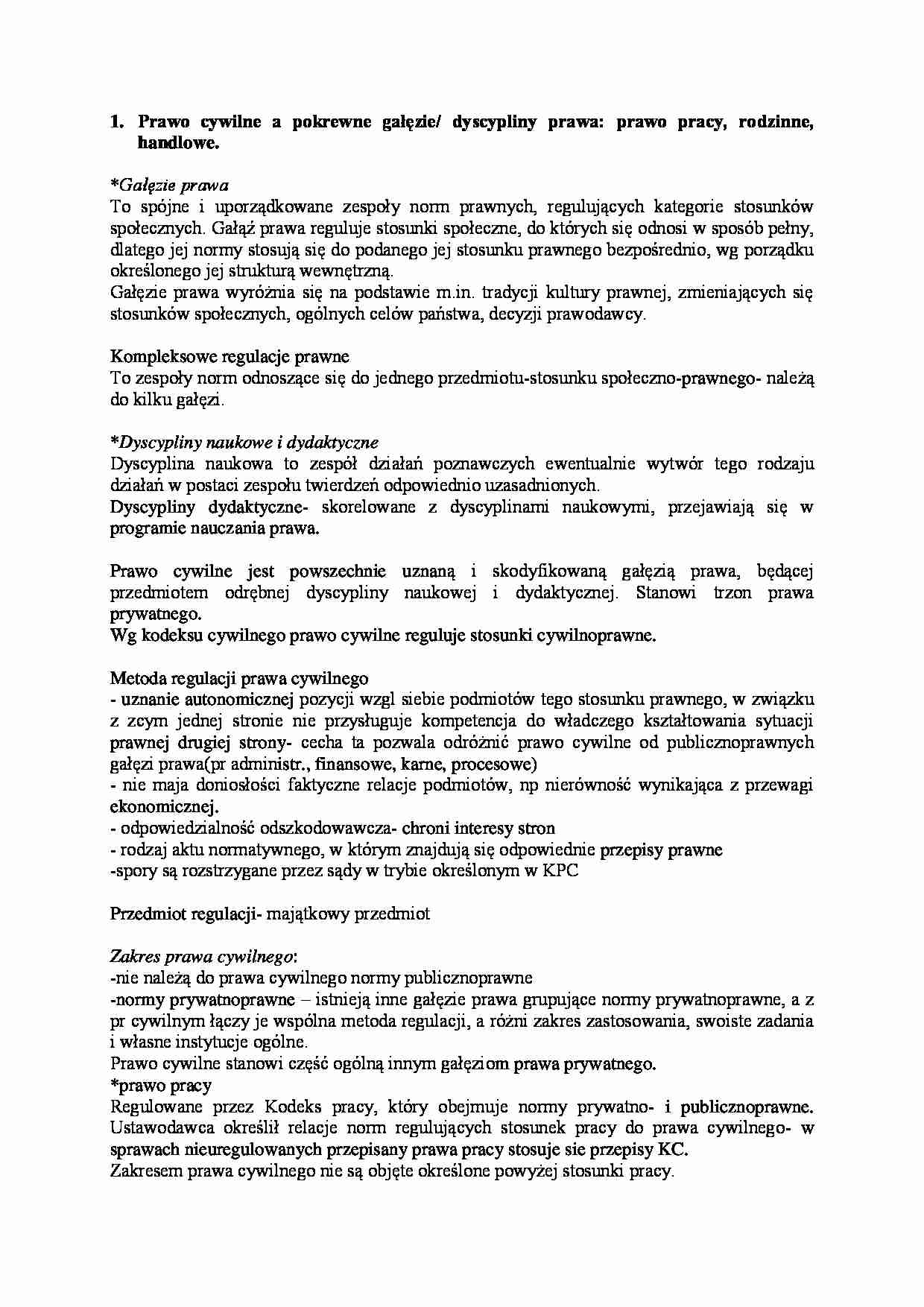 Prawo cywilne a pokrewne gałęzie - strona 1