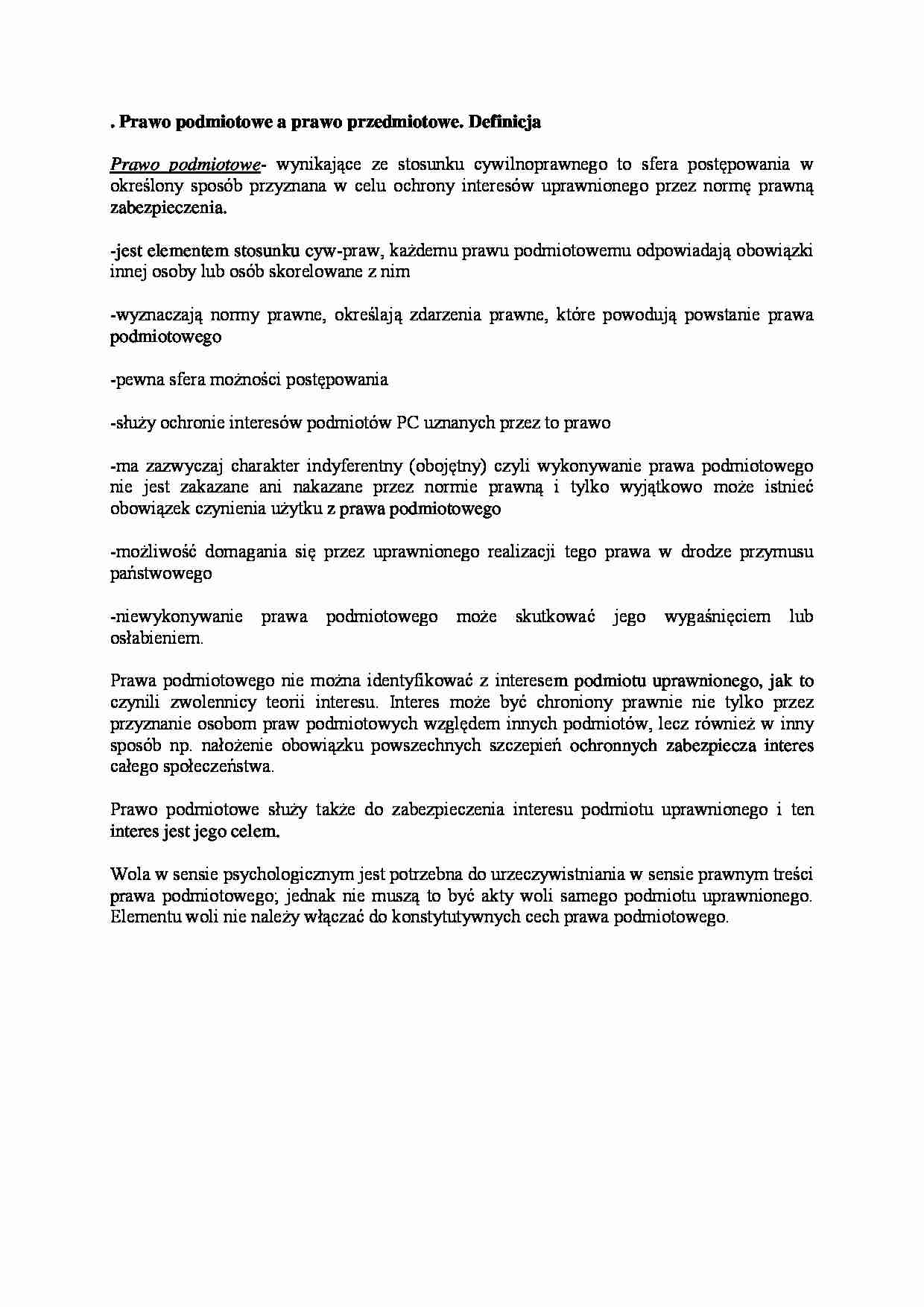 Prawo podmiotowe a prawo przedmiotowe - strona 1