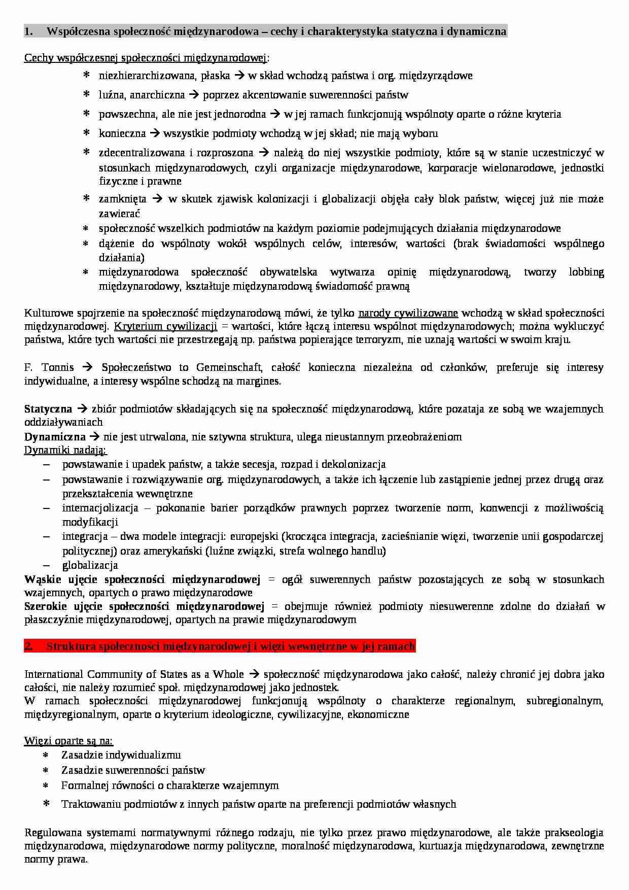 Prawo międzynarodowe - Współczesna społeczność międzynarodowa - strona 1