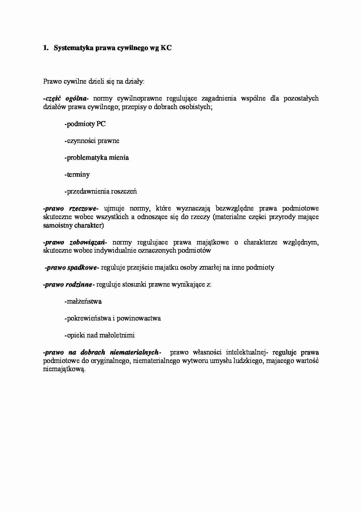 Systematyka prawa cywilnego - strona 1