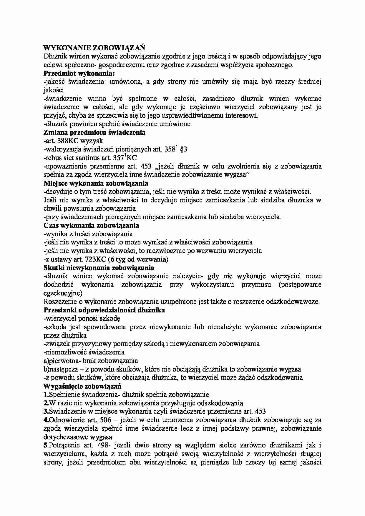 WYKONANIE ZOBOWIĄZAŃ - strona 1