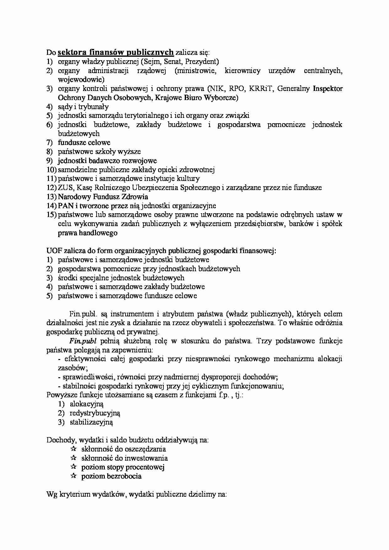Sektory finansów publicznych - strona 1
