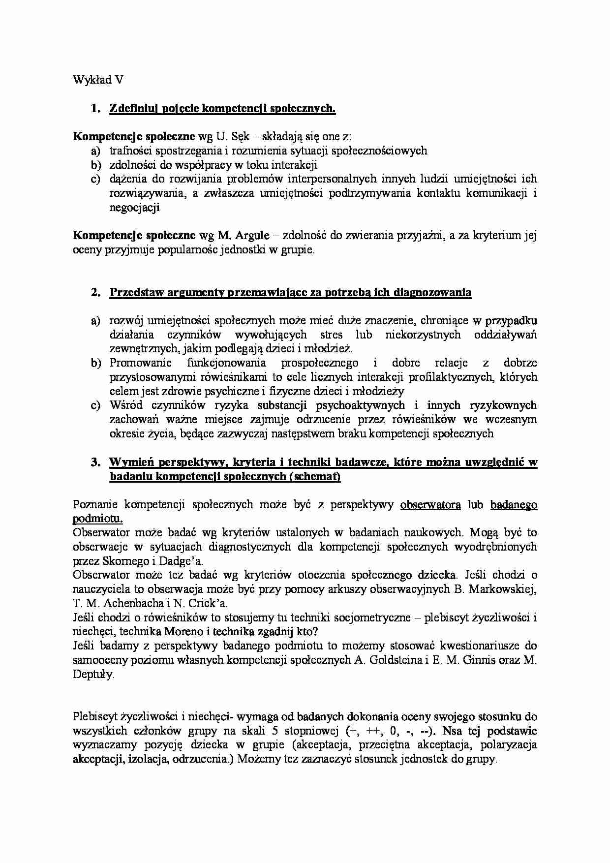 Diagnoza kompetencji społecznych - omówienie  - strona 1