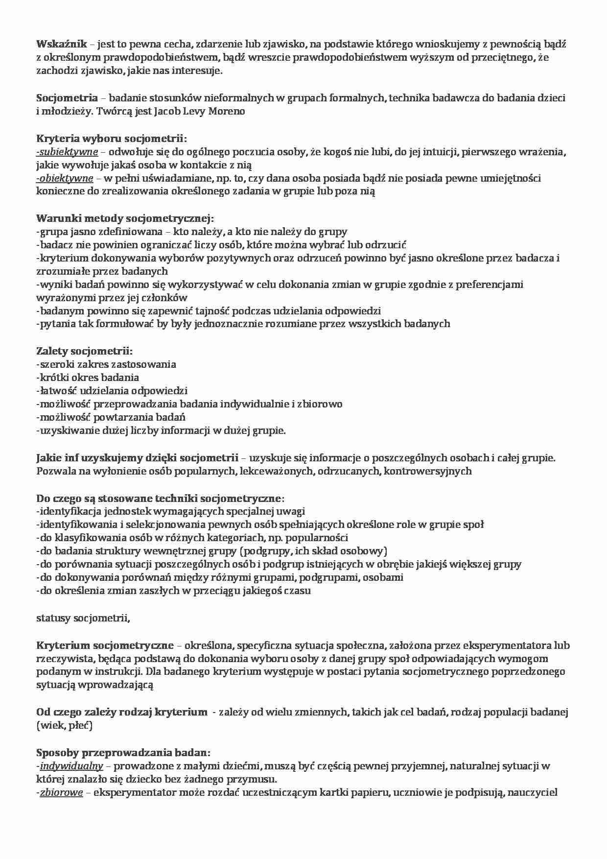 Socjometria - omówienie  - strona 1