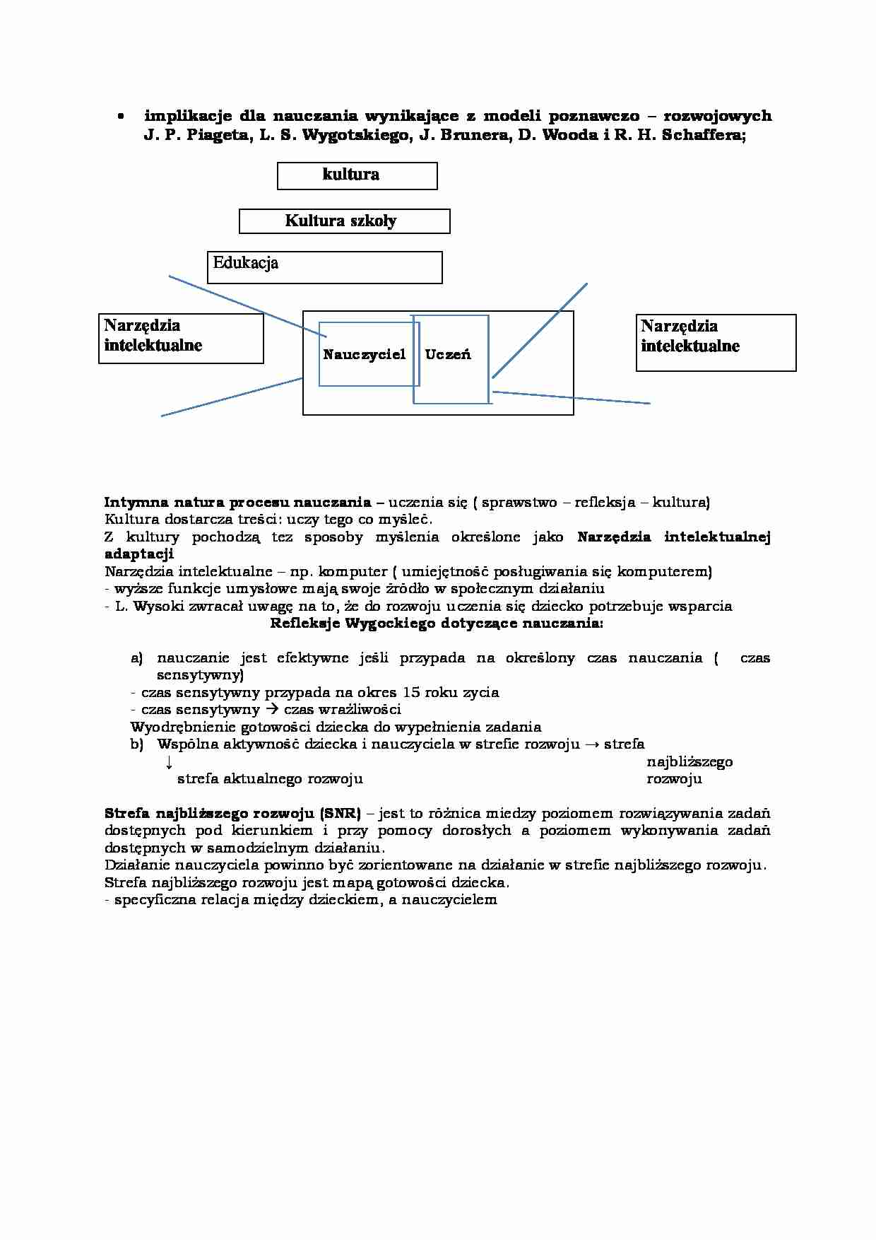 Implikacje dla nauczania wynikające z modeli poznawczo-rozwjowych - strona 1