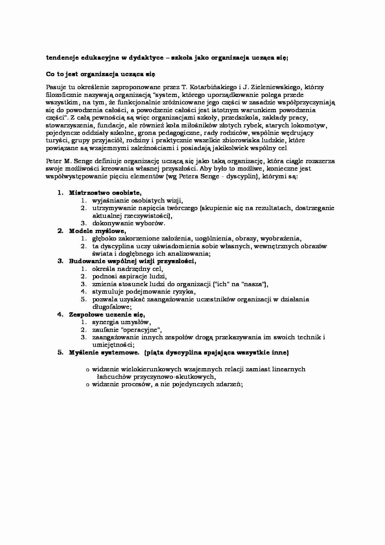 Szkoła jako organizacja ucząca się - strona 1