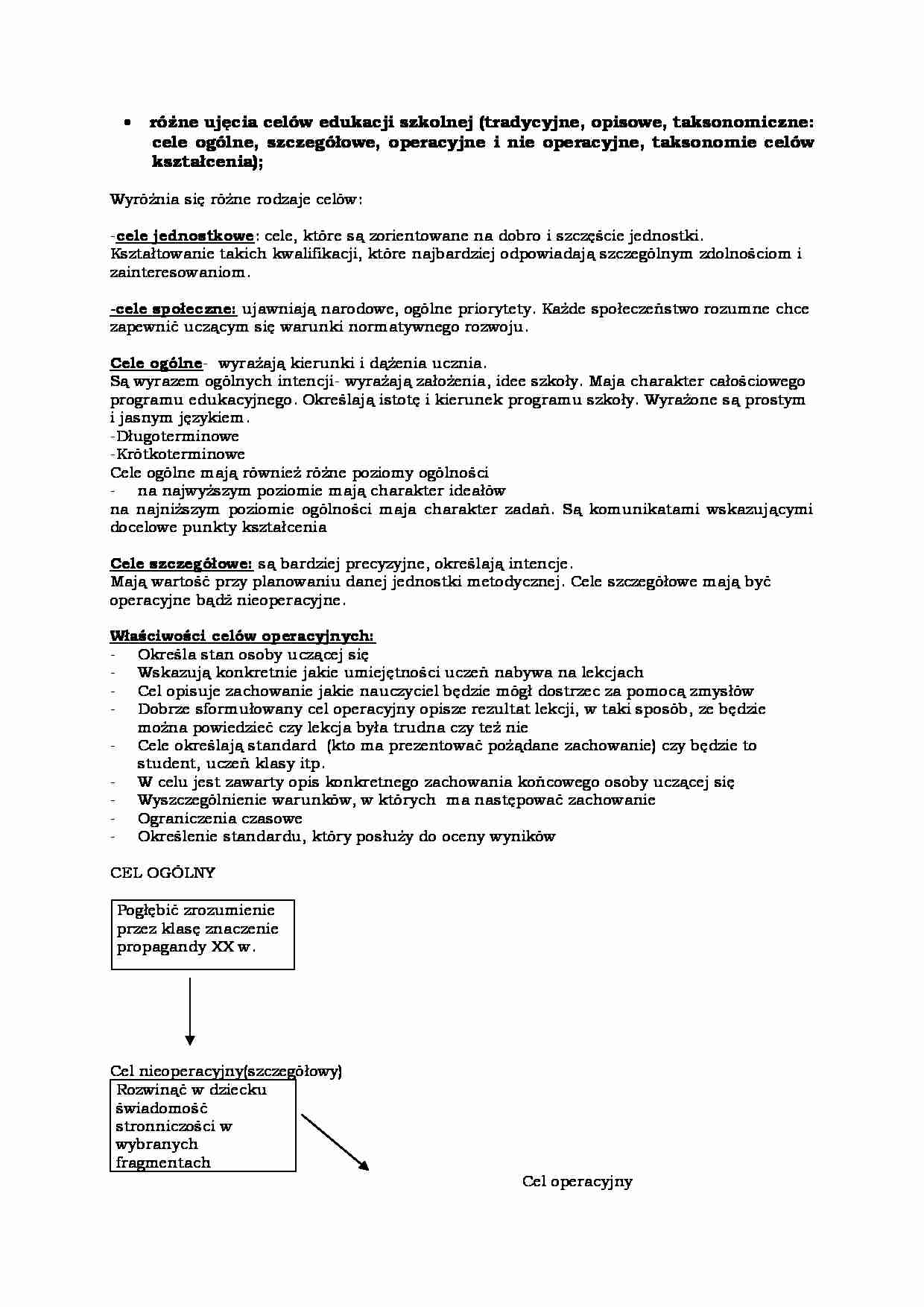 Różne ujęcia celów edukacji szkolnej - strona 1