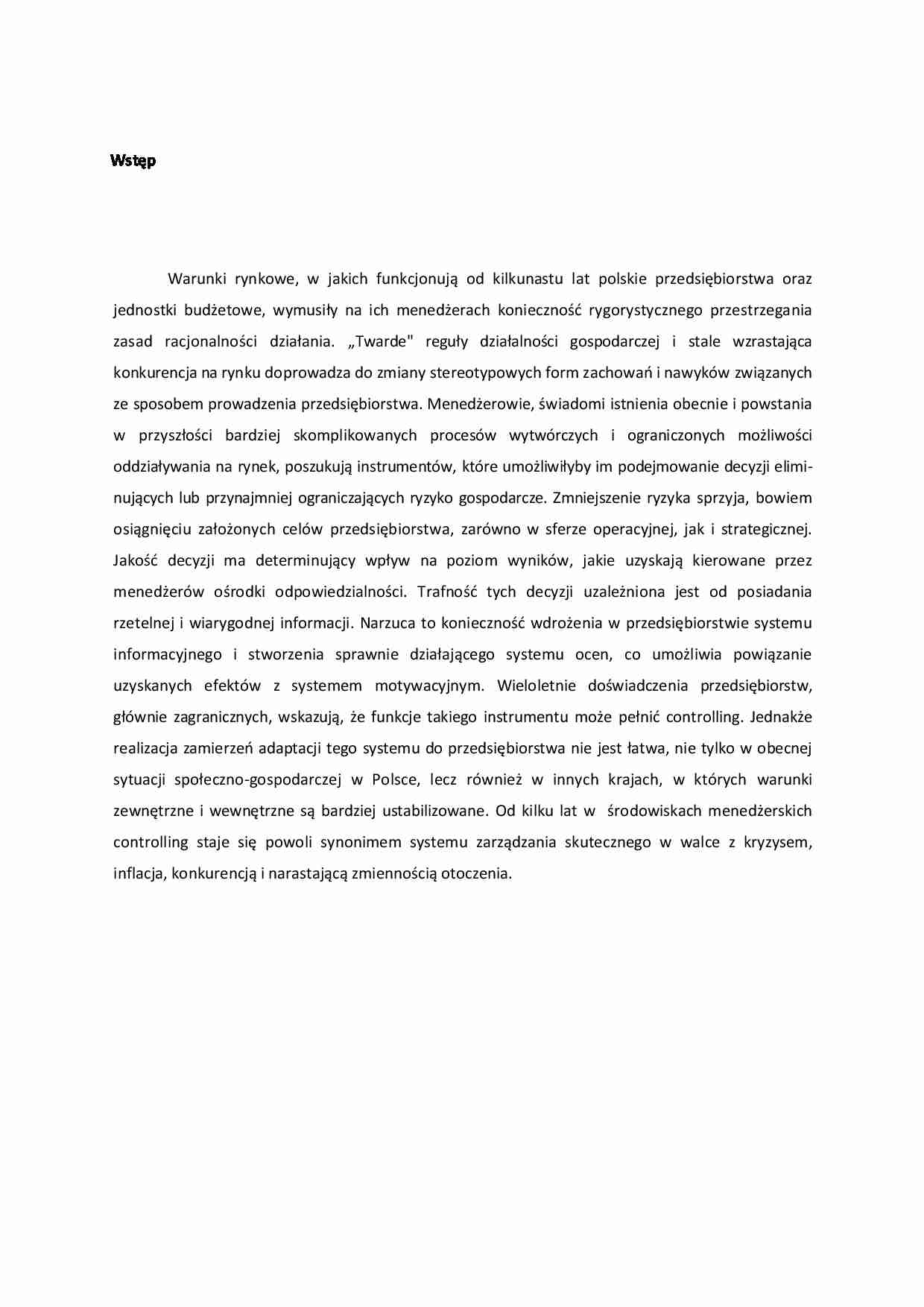 Słowo wstępne - controlling - strona 1