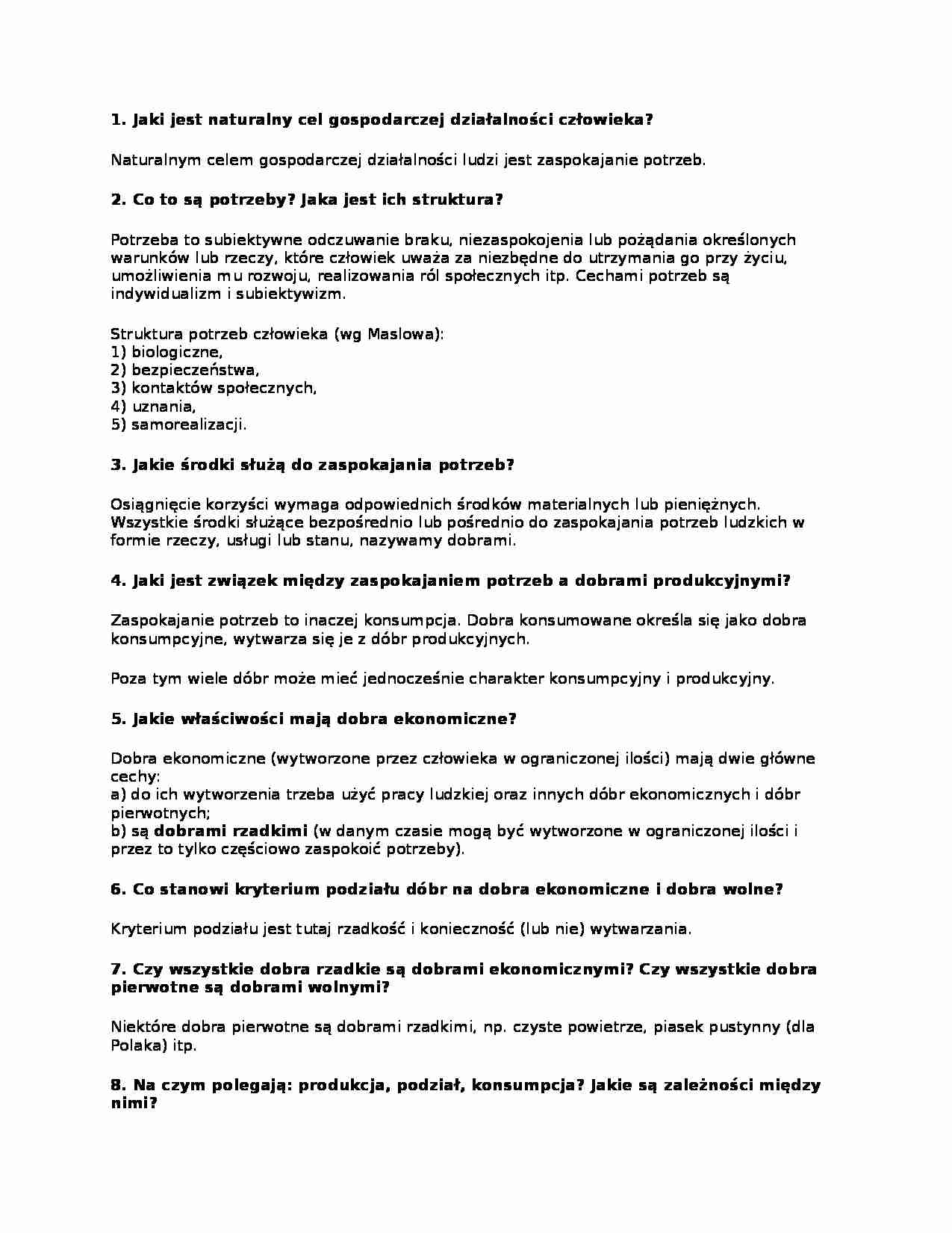 Mikroekonomia - gospodarowanie - strona 1