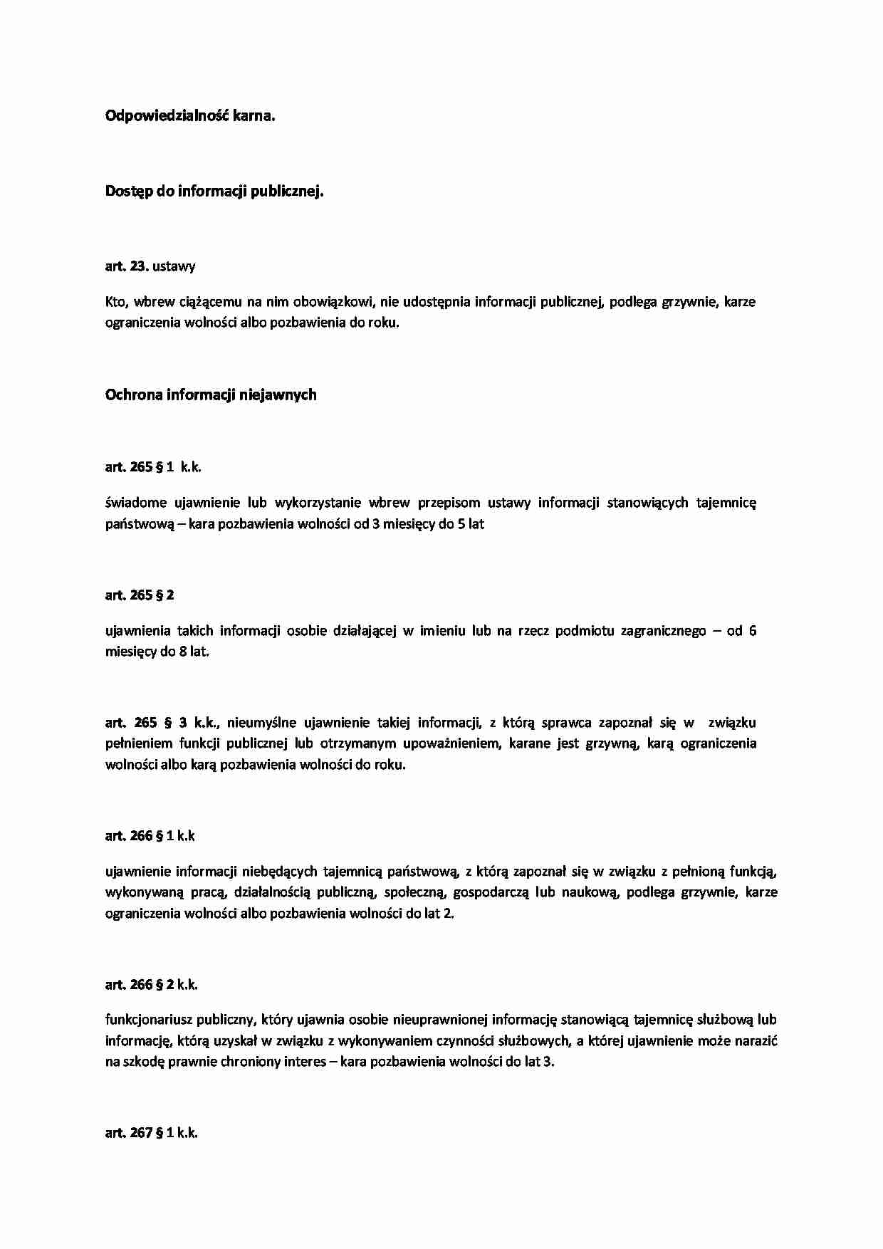 Odpowiedzialność karna - Informacja publiczna - strona 1
