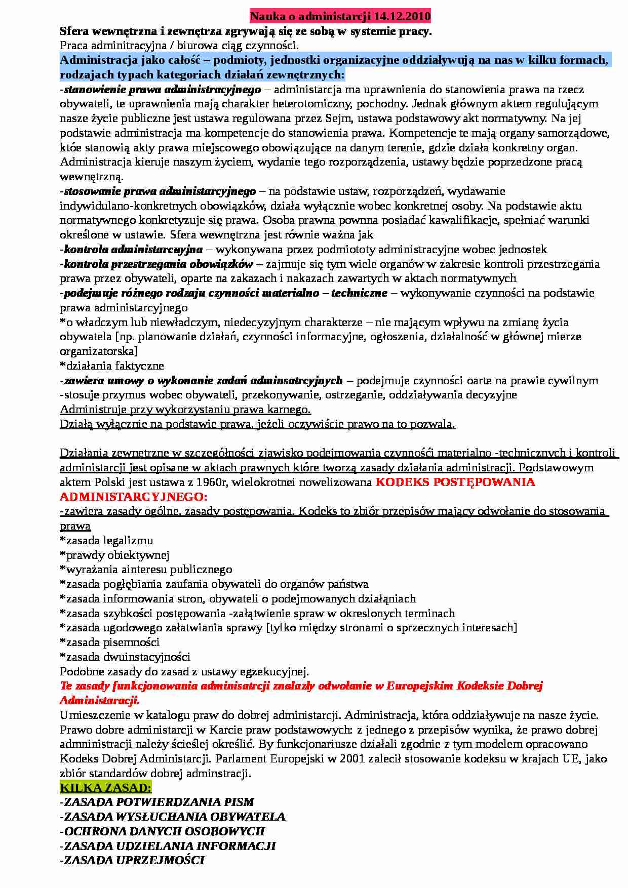 Nauka o administracji - wykład 2 - strona 1