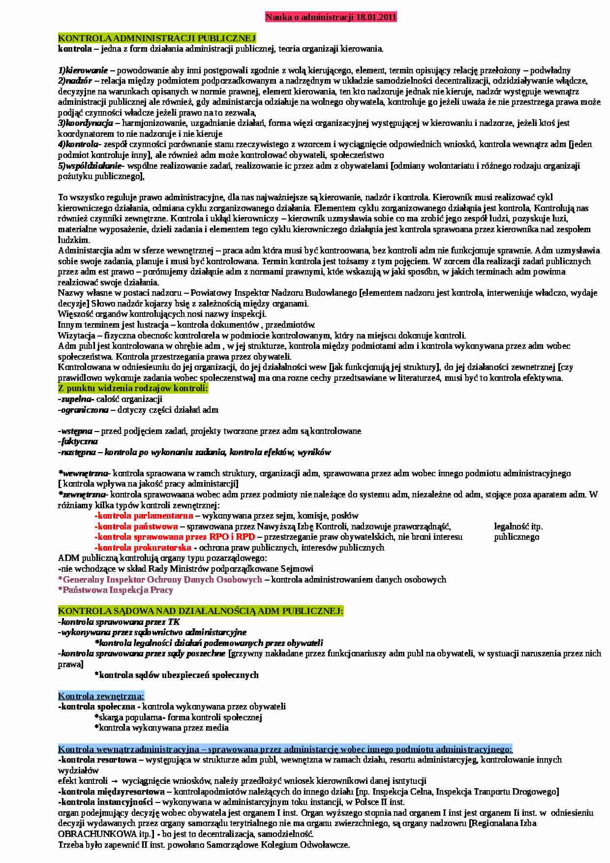 Nauka o administracji - wykład 7 - strona 1