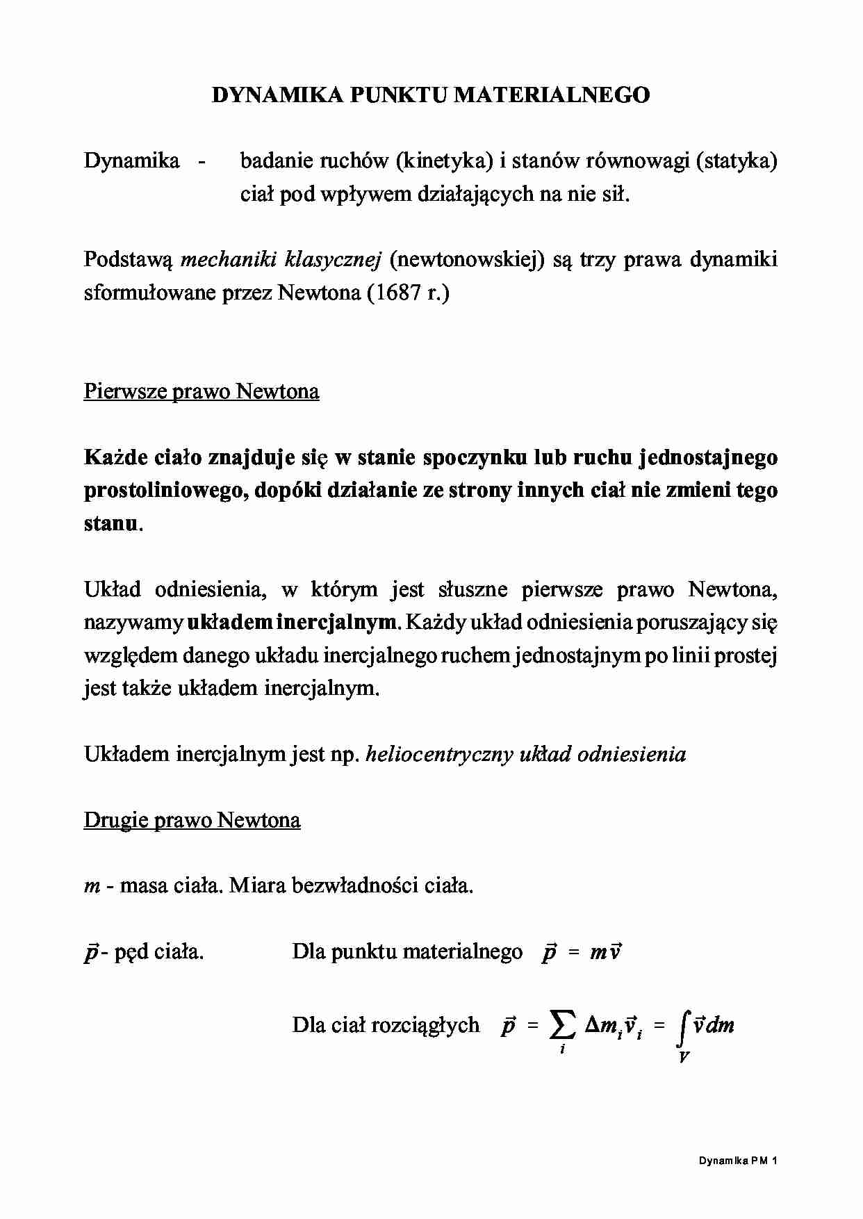 Dynamika Punktu materialnego - badanie ruchów - strona 1