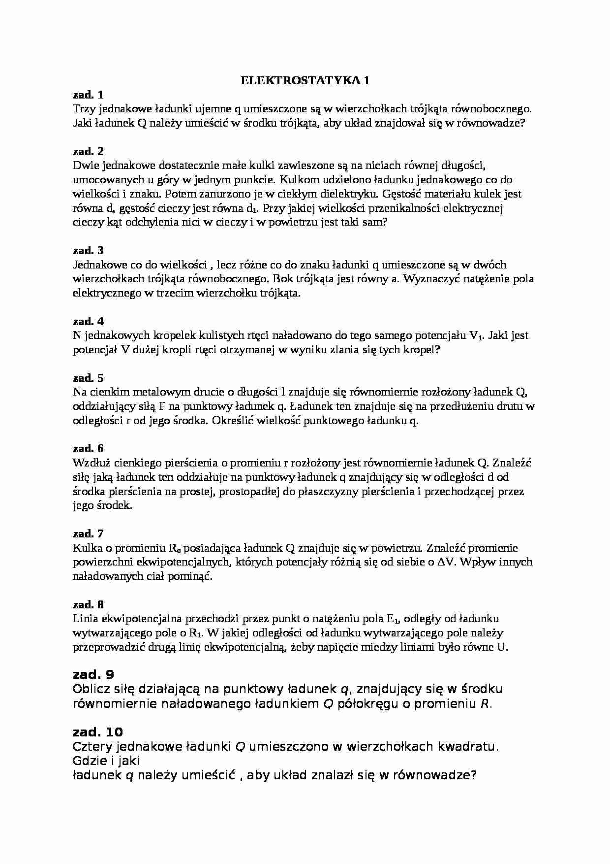 Elektrostatyka w fizyce - zadania - Opór ruchu - strona 1