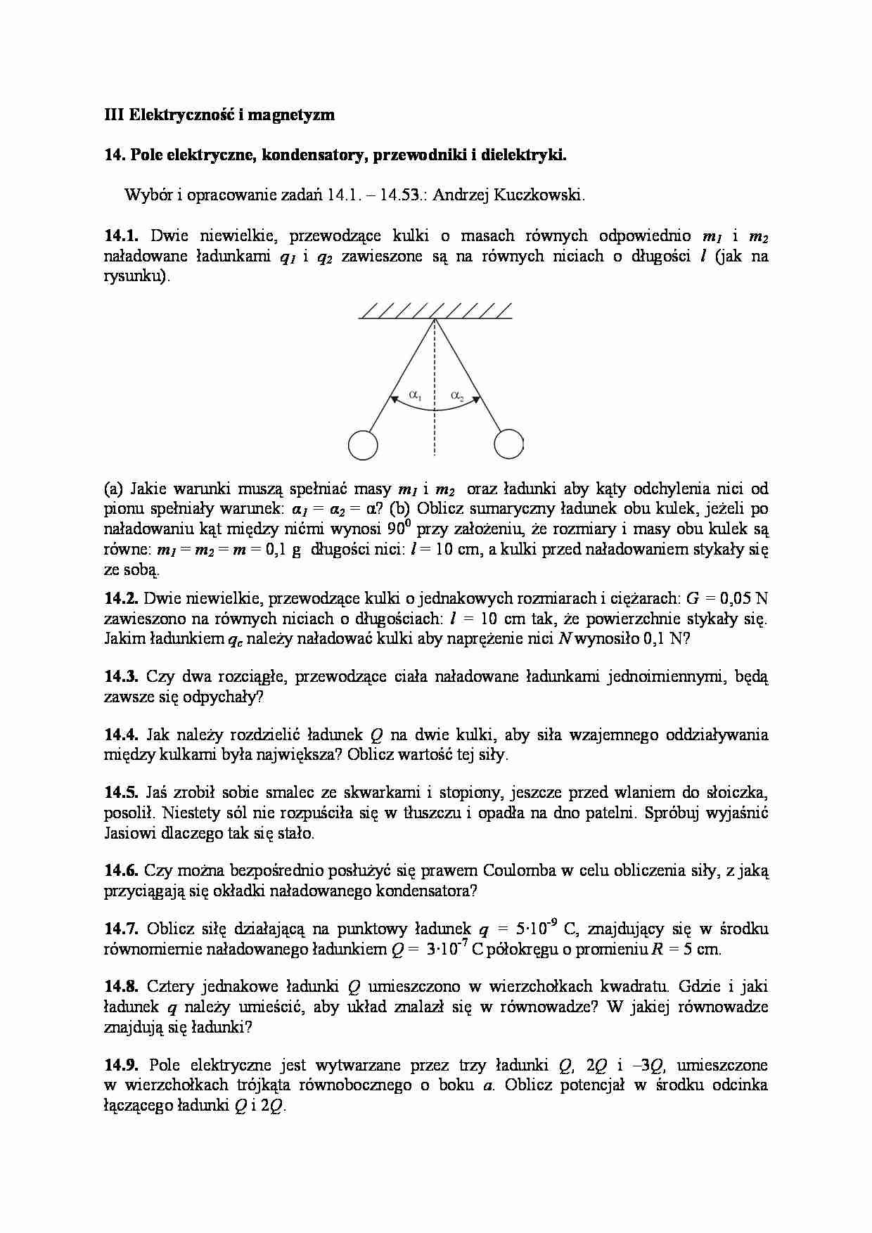 Elektrostatyka - Pole elektryczne, kondensatory, przewodniki i dielektryki - strona 1