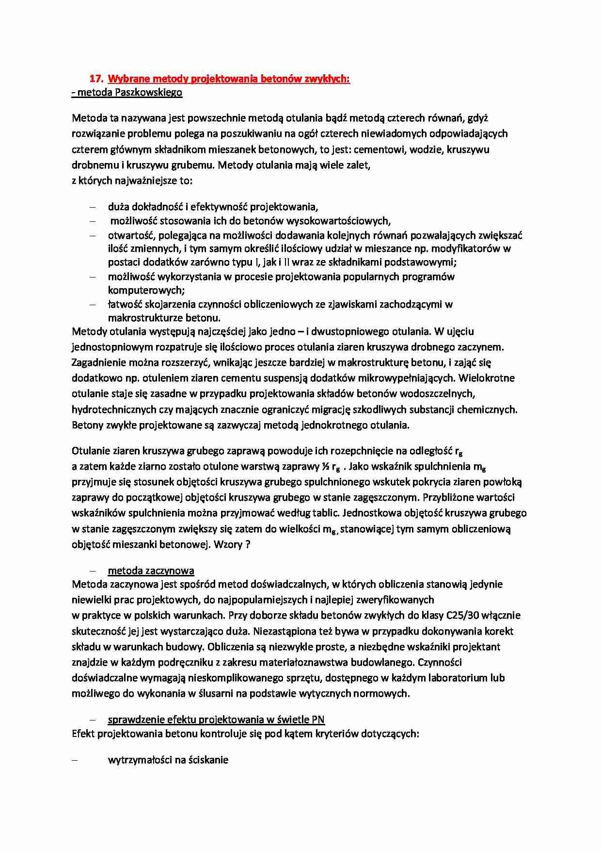 Metody projektowania betonów zwykłych - strona 1